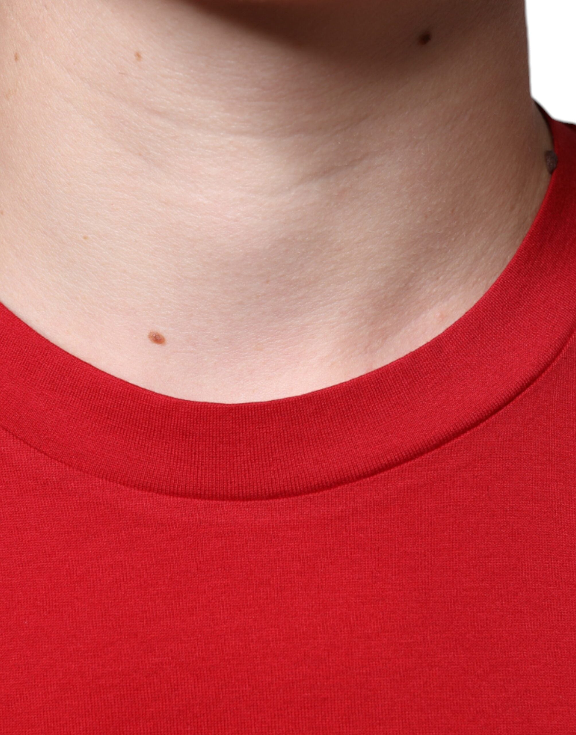 Dolce & Gabbana Red Cotton DG Logo Print Crew Neck Men's T-shirt