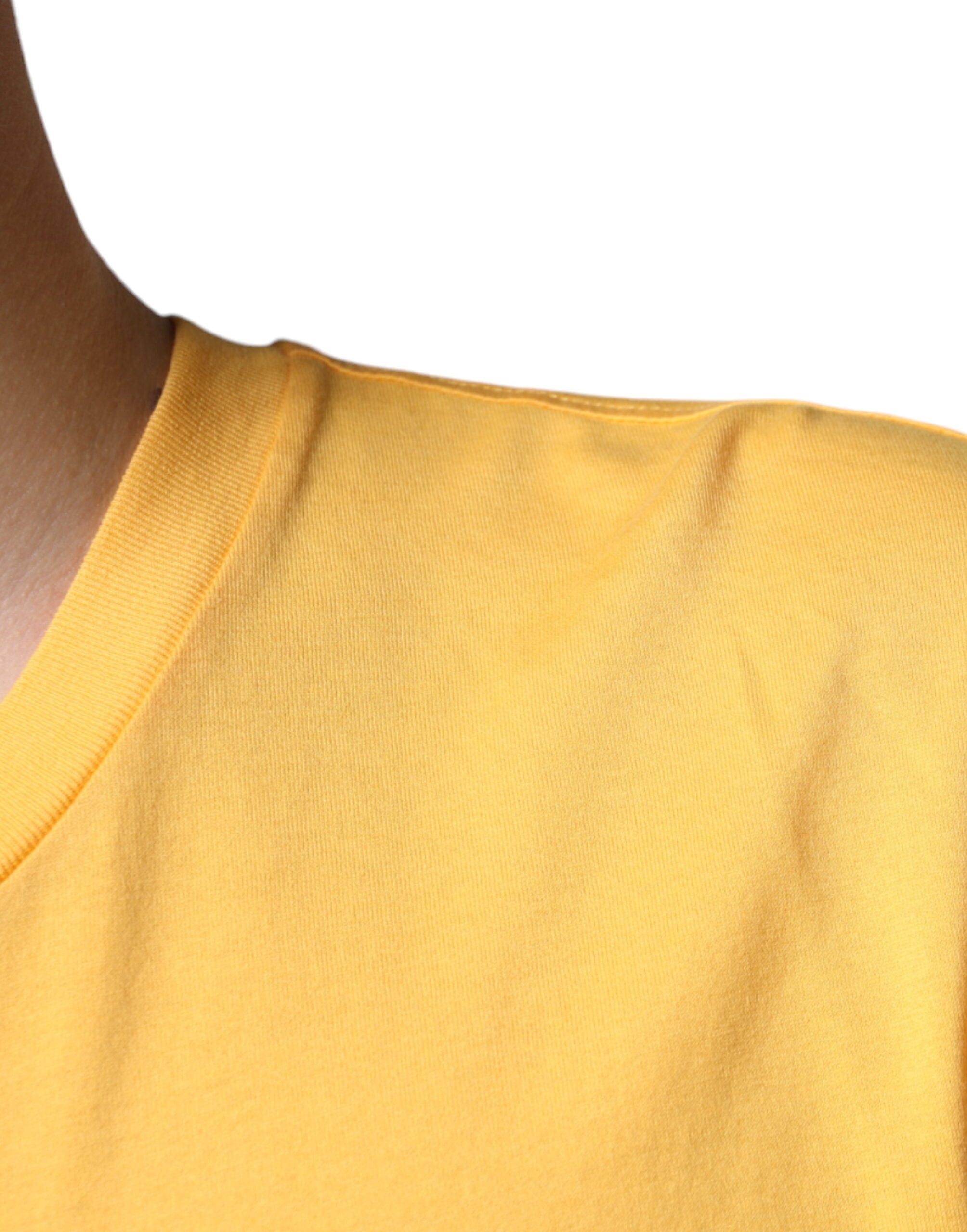 Dolce & Gabbana Yellow Secret Graden Floral Cotton Crew Neck Men's T-shirt