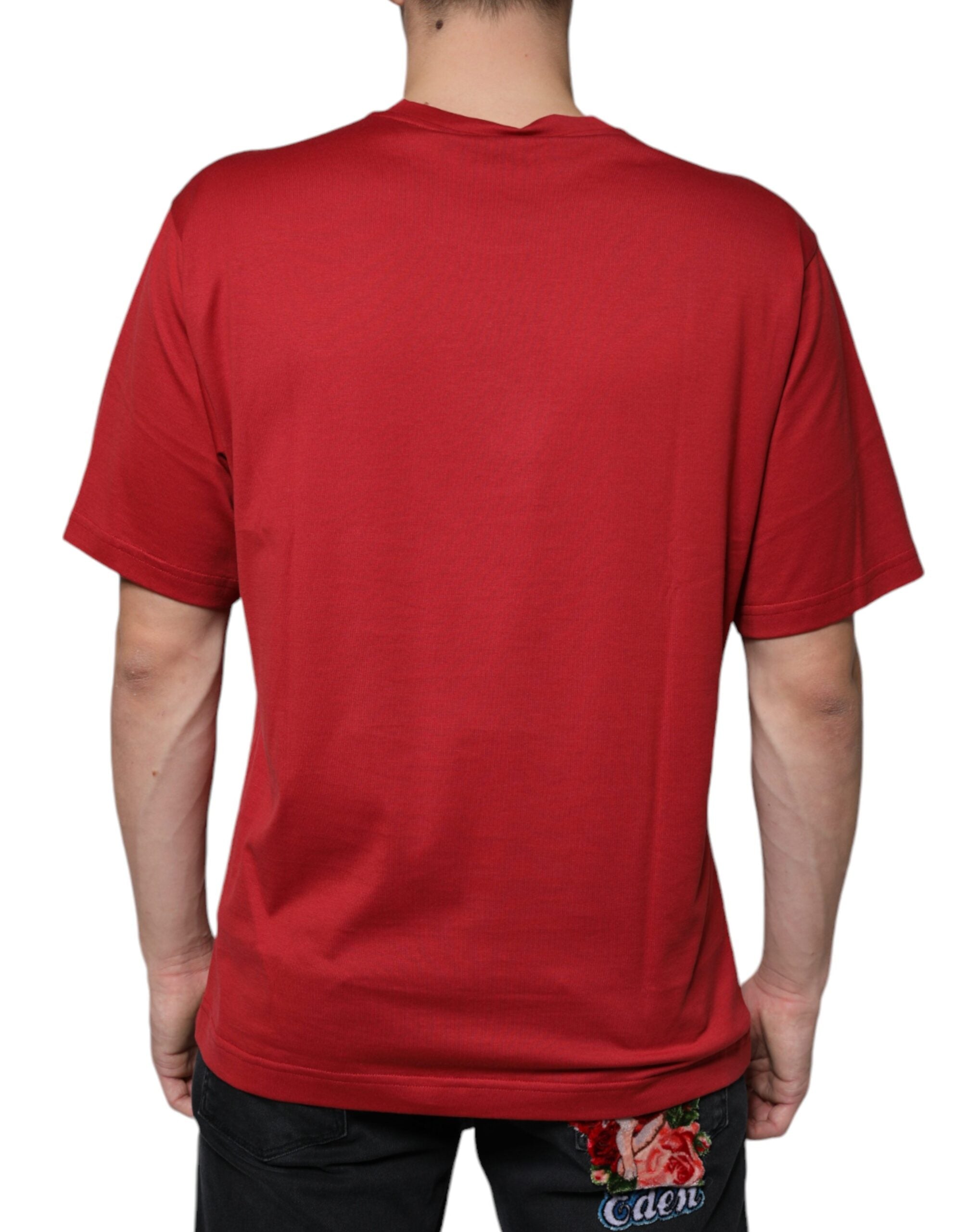 Dolce & Gabbana Red Cotton DG Logo Print Crew Neck Men's T-shirt
