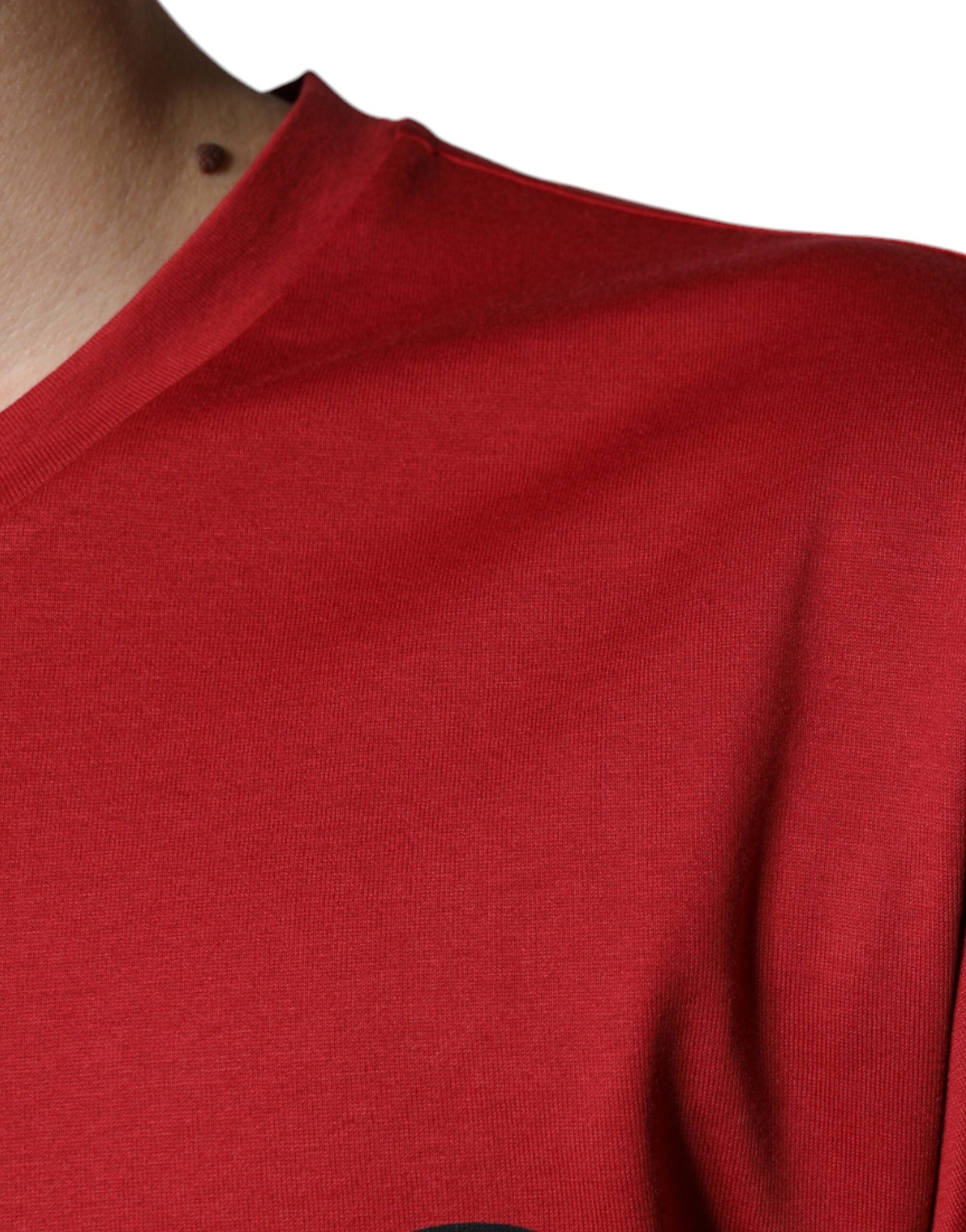 Dolce & Gabbana Red Cotton DG Logo Print Crew Neck Men's T-shirt