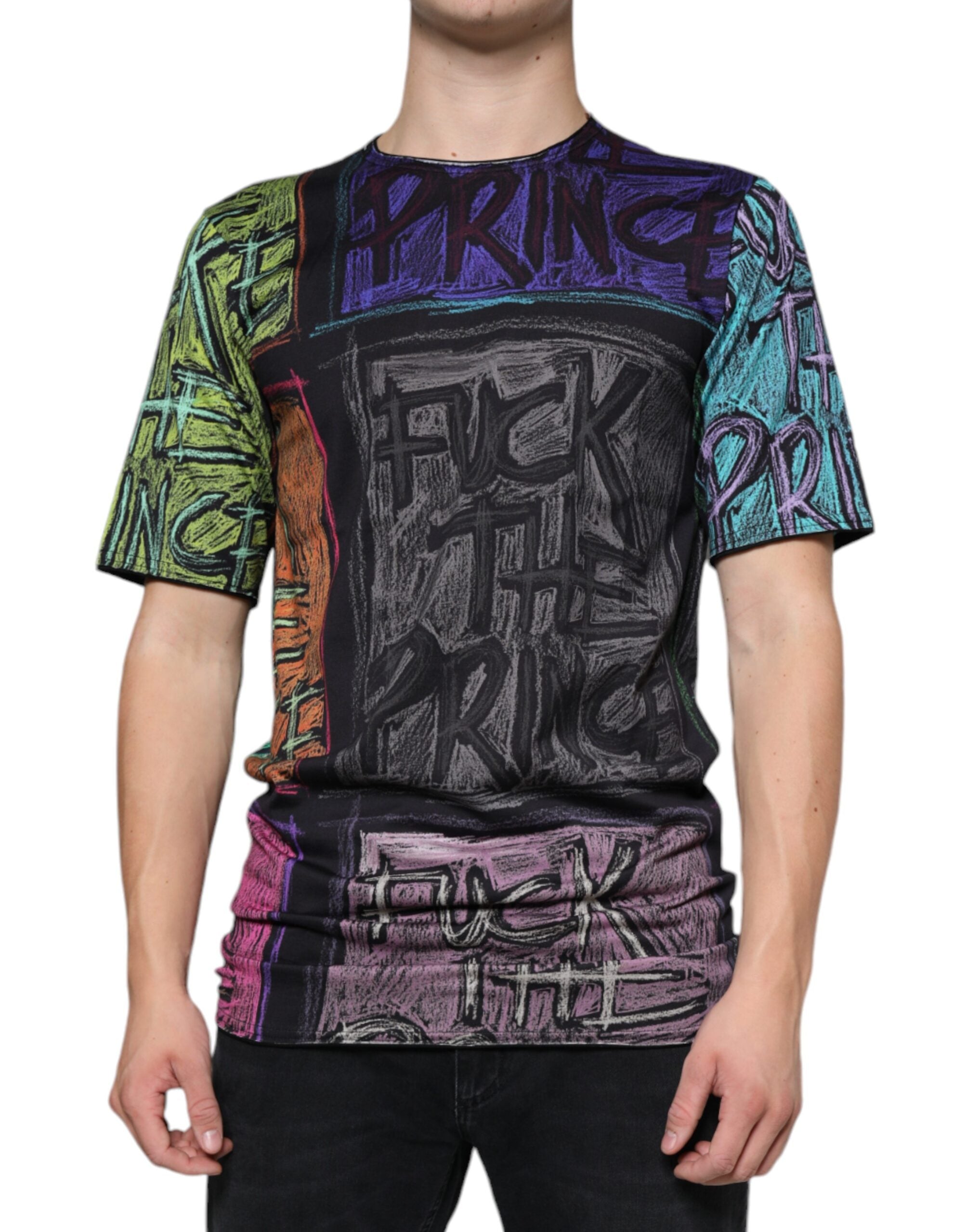 Dolce & Gabbana Multicolor Graphic Print Cotton Men's T-shirt