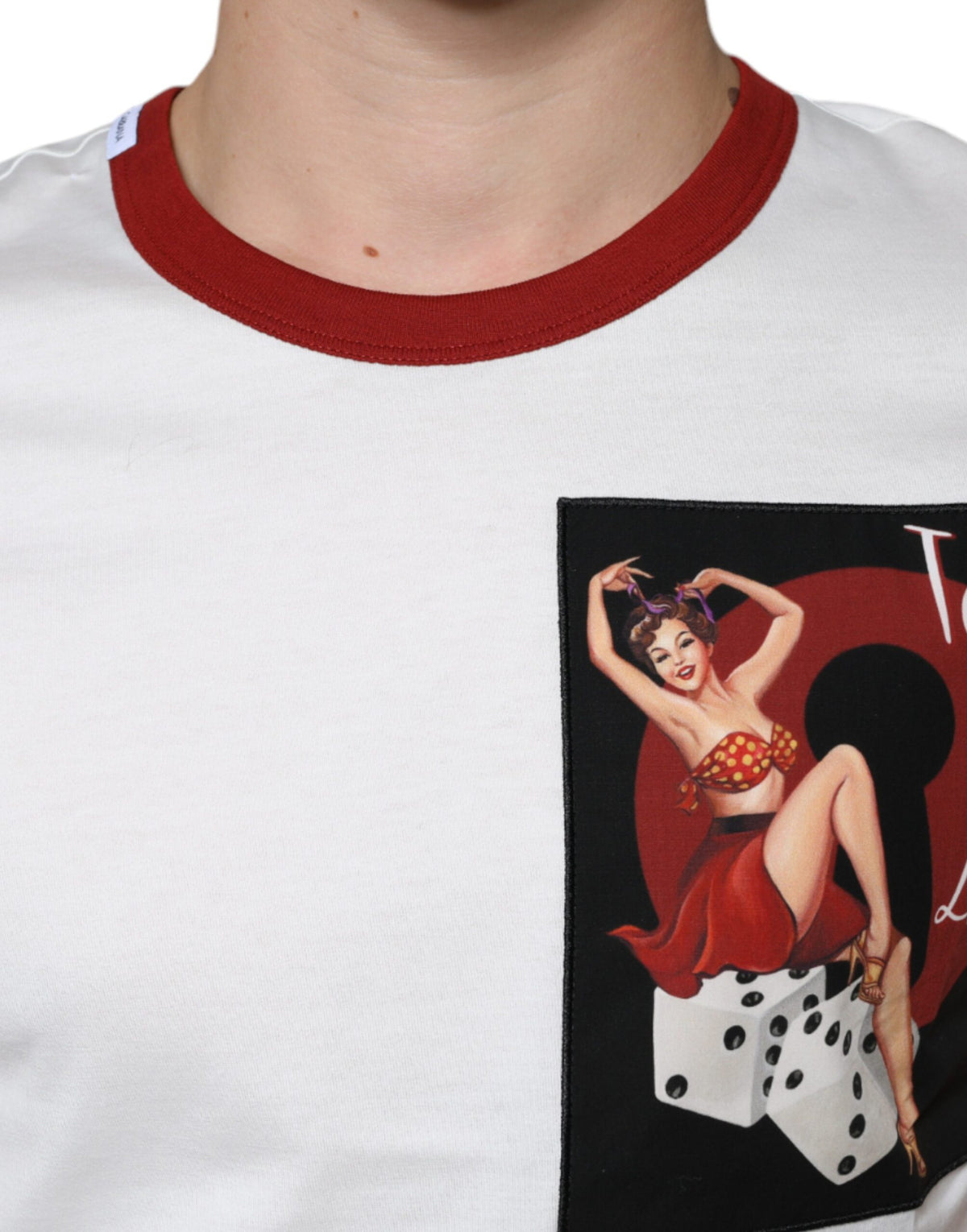 Dolce & Gabbana White Graphic Print Cotton Crew Neck Men's T-shirt (Pre-Owned)