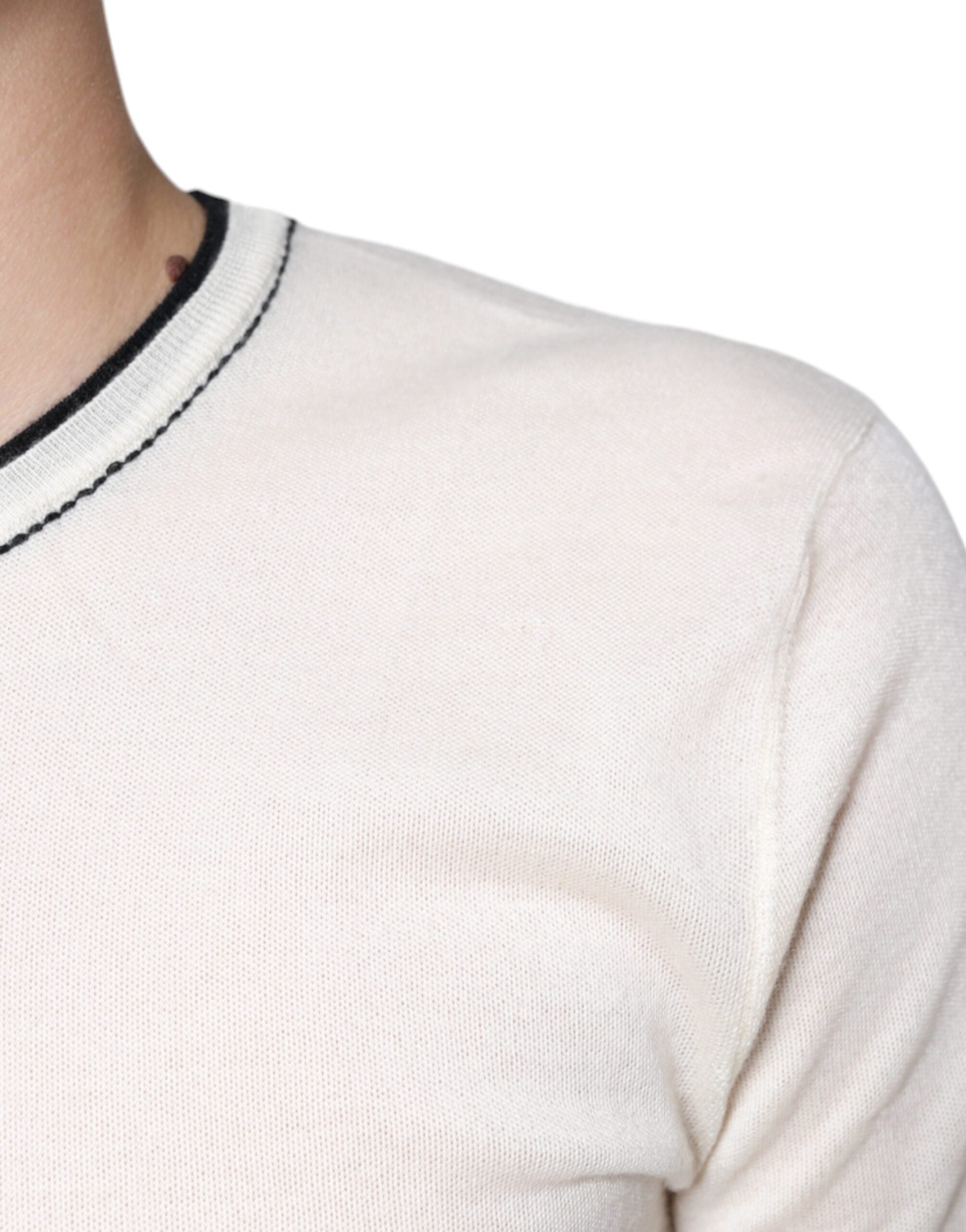 Dolce & Gabbana Off White Cashmere Short Sleeves Men's T-shirt
