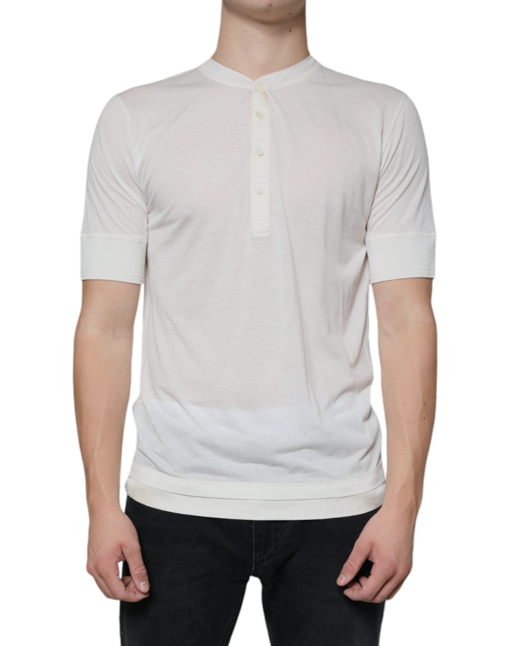 Dolce & Gabbana Off White Cotton Short Sleeves Men's T-shirt