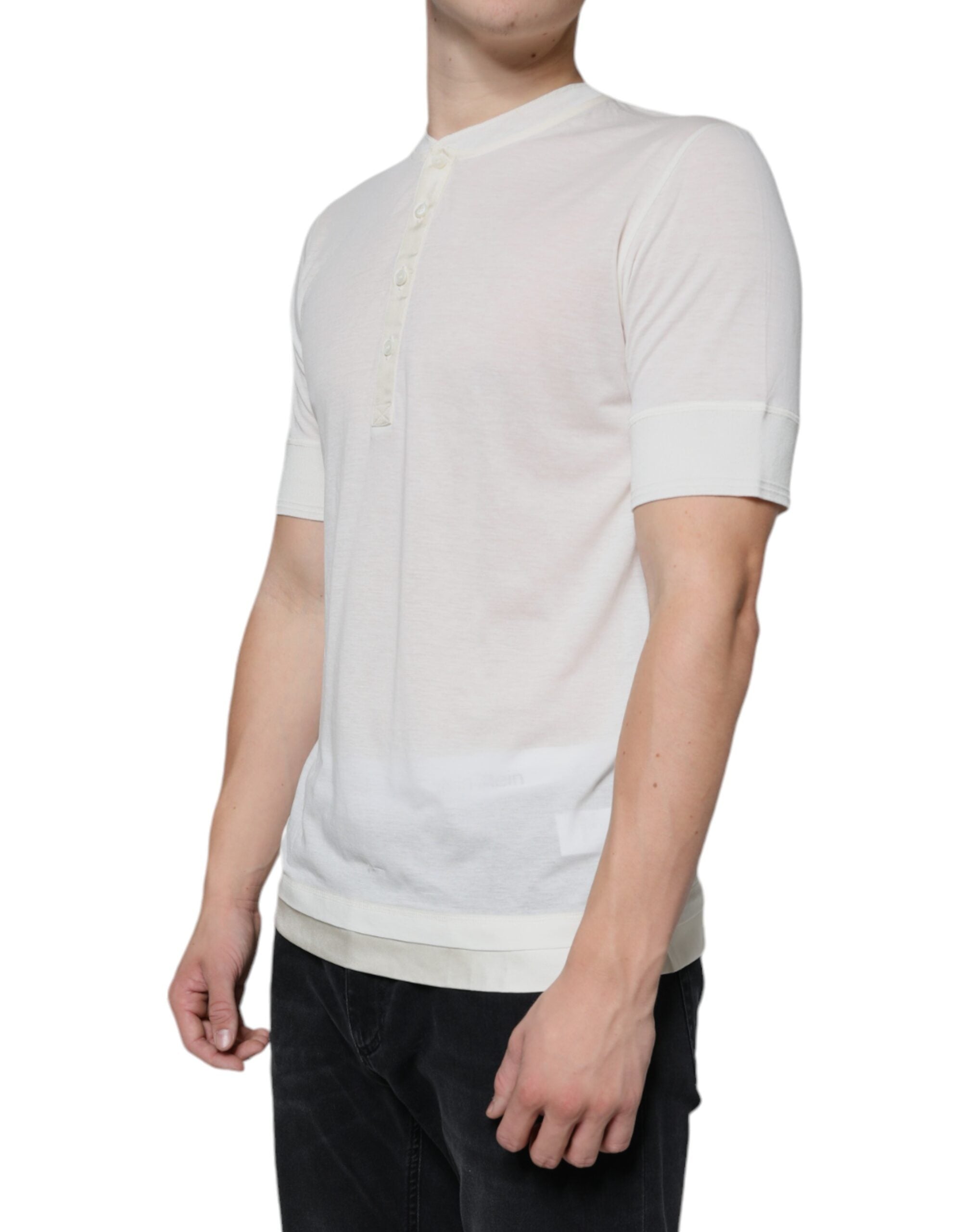 Dolce & Gabbana Off White Cotton Short Sleeves Men's T-shirt