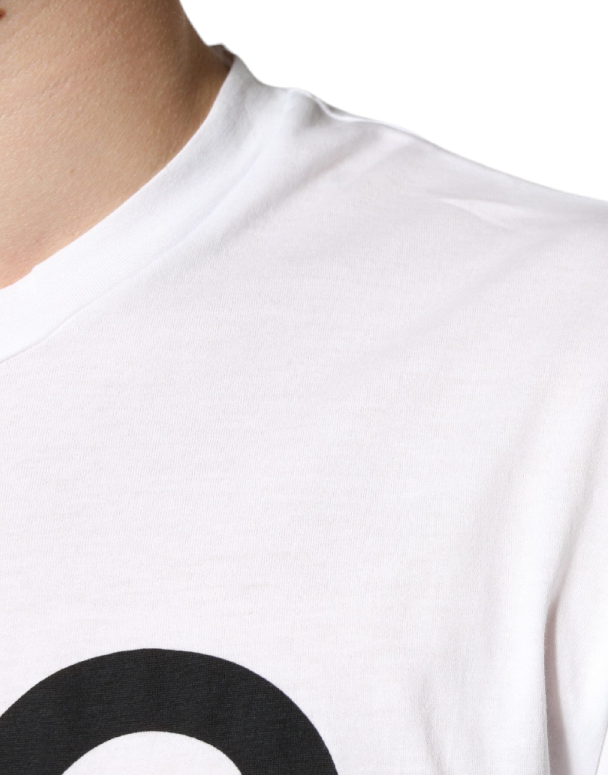 Dolce & Gabbana White Cotton DG Logo Print Casual Men's T-shirt