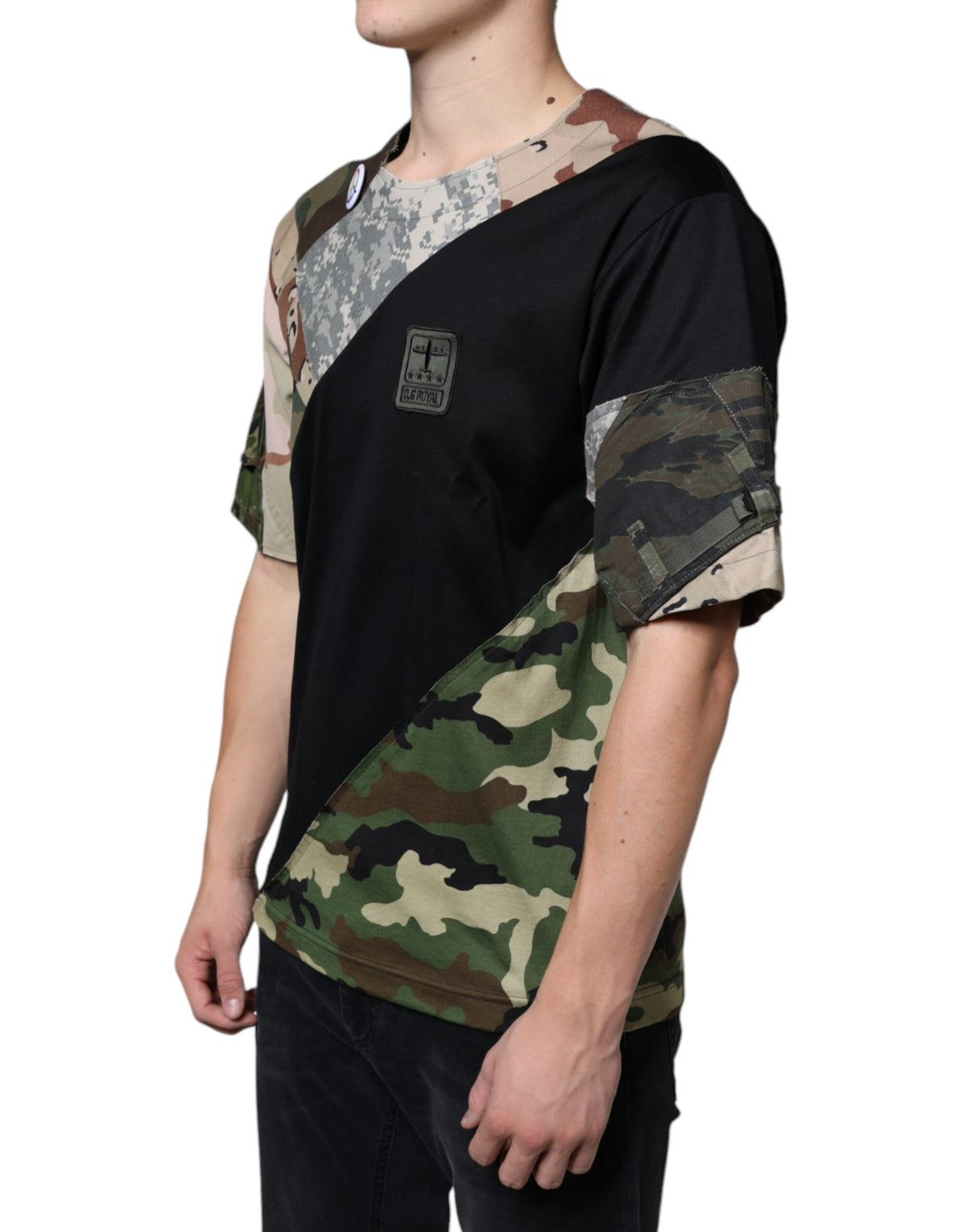 Dolce & Gabbana Multicolor Camouflage Patchwork DG Royal Men's T-shirt (Pre-Owned)