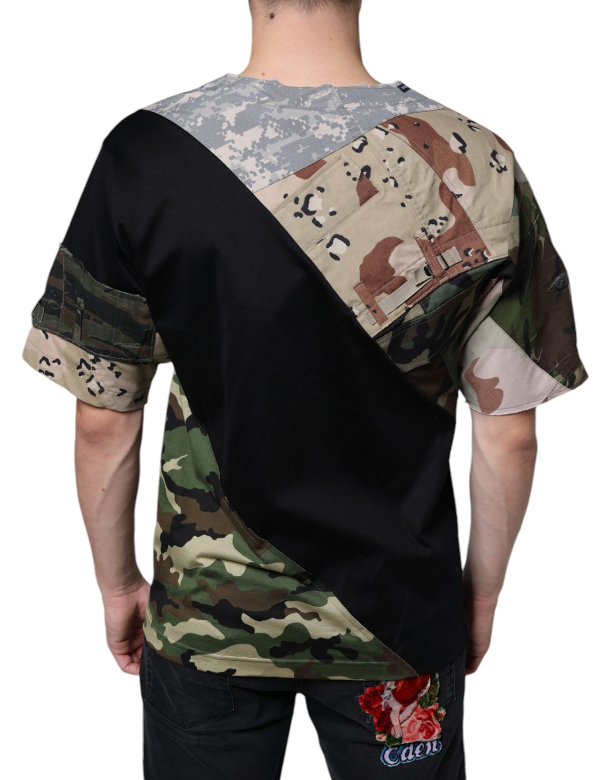 Dolce & Gabbana Multicolor Camouflage Patchwork DG Royal Men's T-shirt (Pre-Owned)