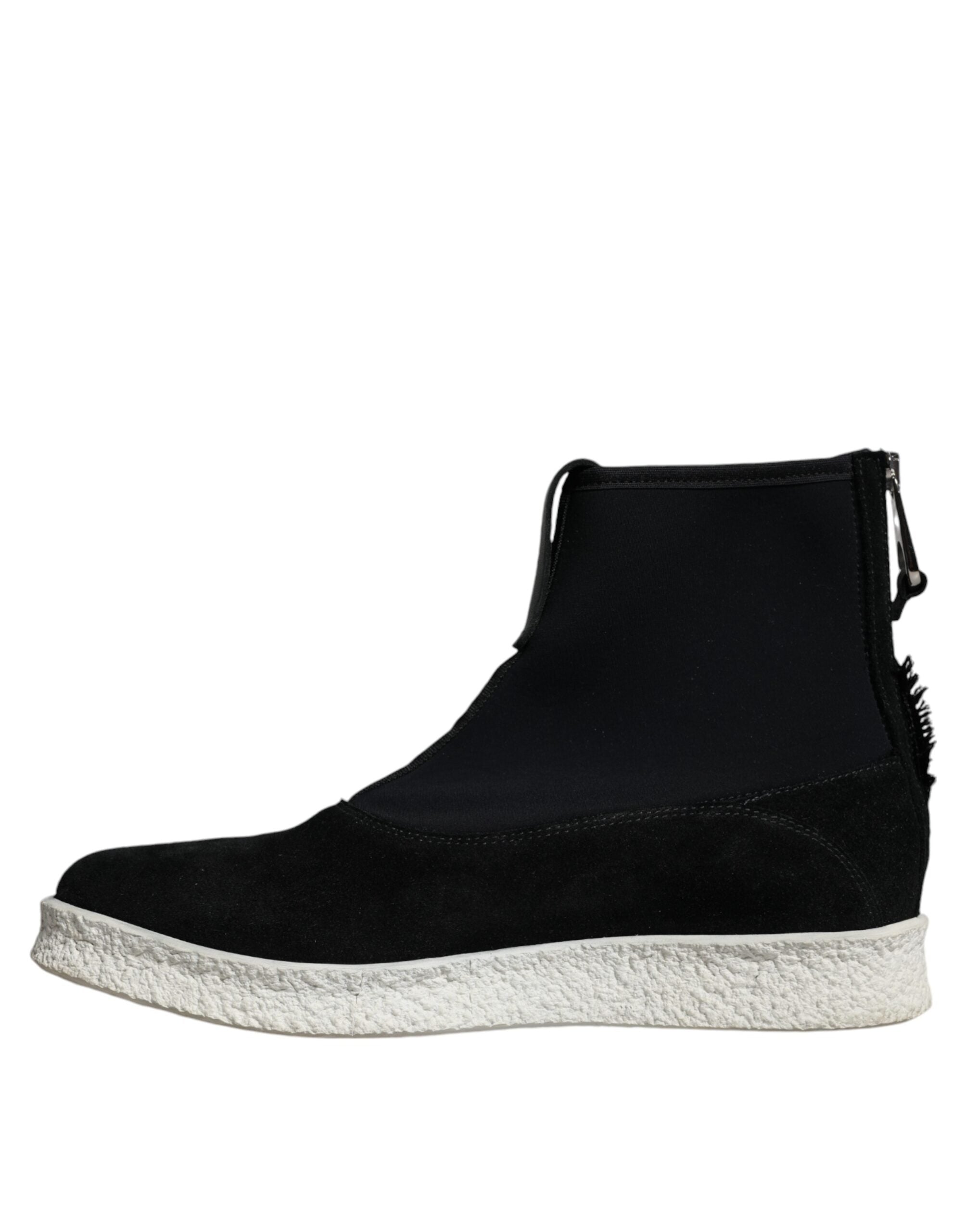 Alexander McQueen Black White Neoprene Takeshi Mid Calf Boots Men's Shoes (Pre-Owned)