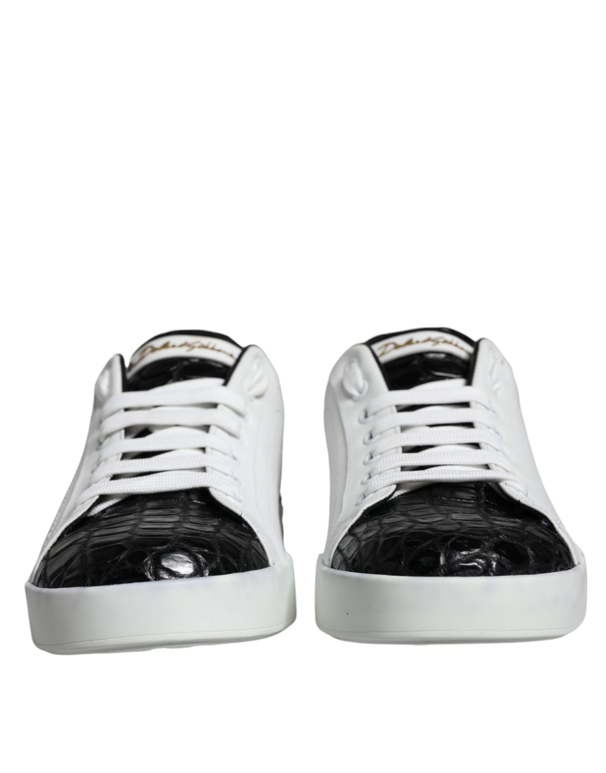 Dolce & Gabbana Black Leather Logo Portofino Sneaker Men's Shoes (Pre-Owned)