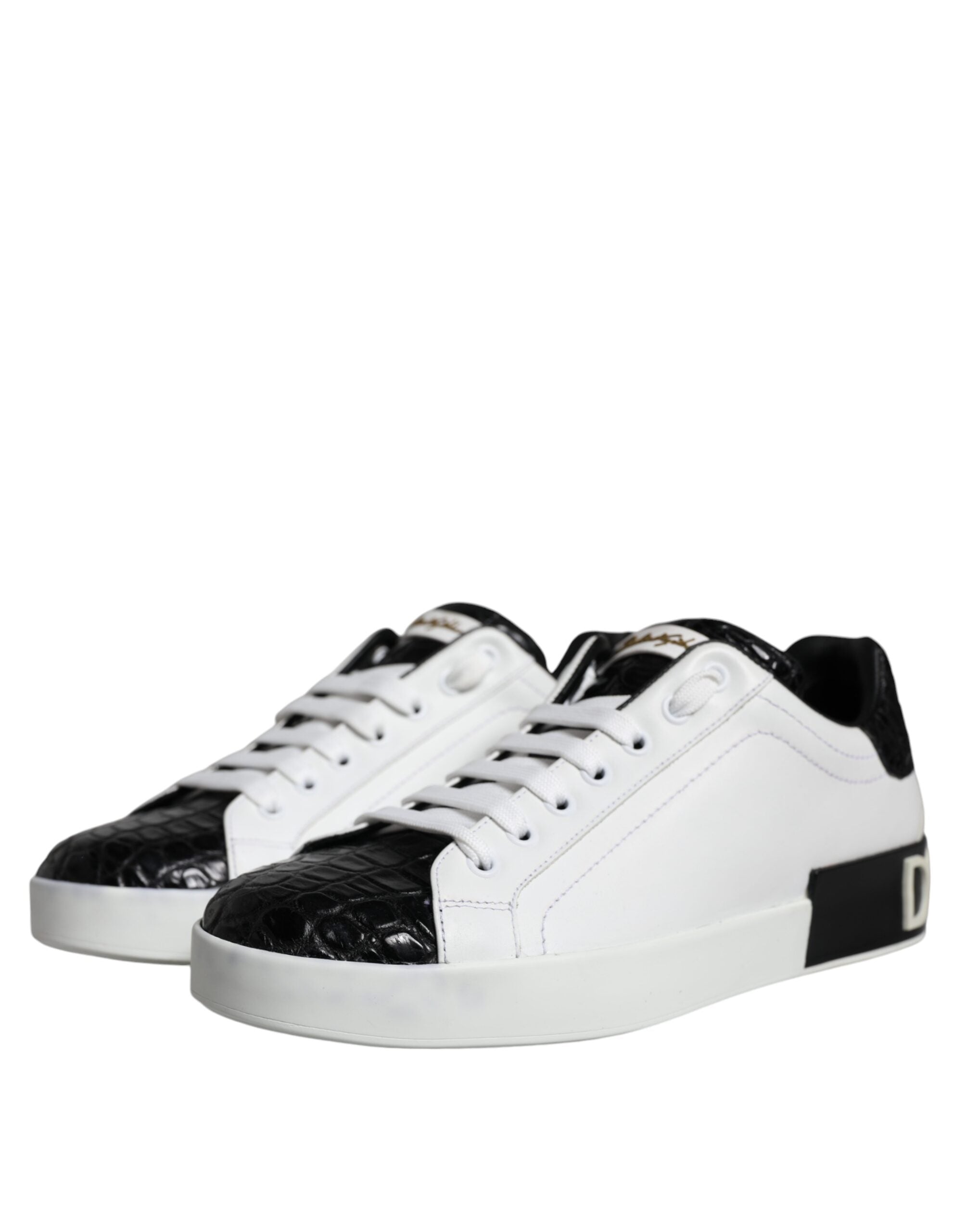 Dolce & Gabbana Black Leather Logo Portofino Sneaker Men's Shoes (Pre-Owned)