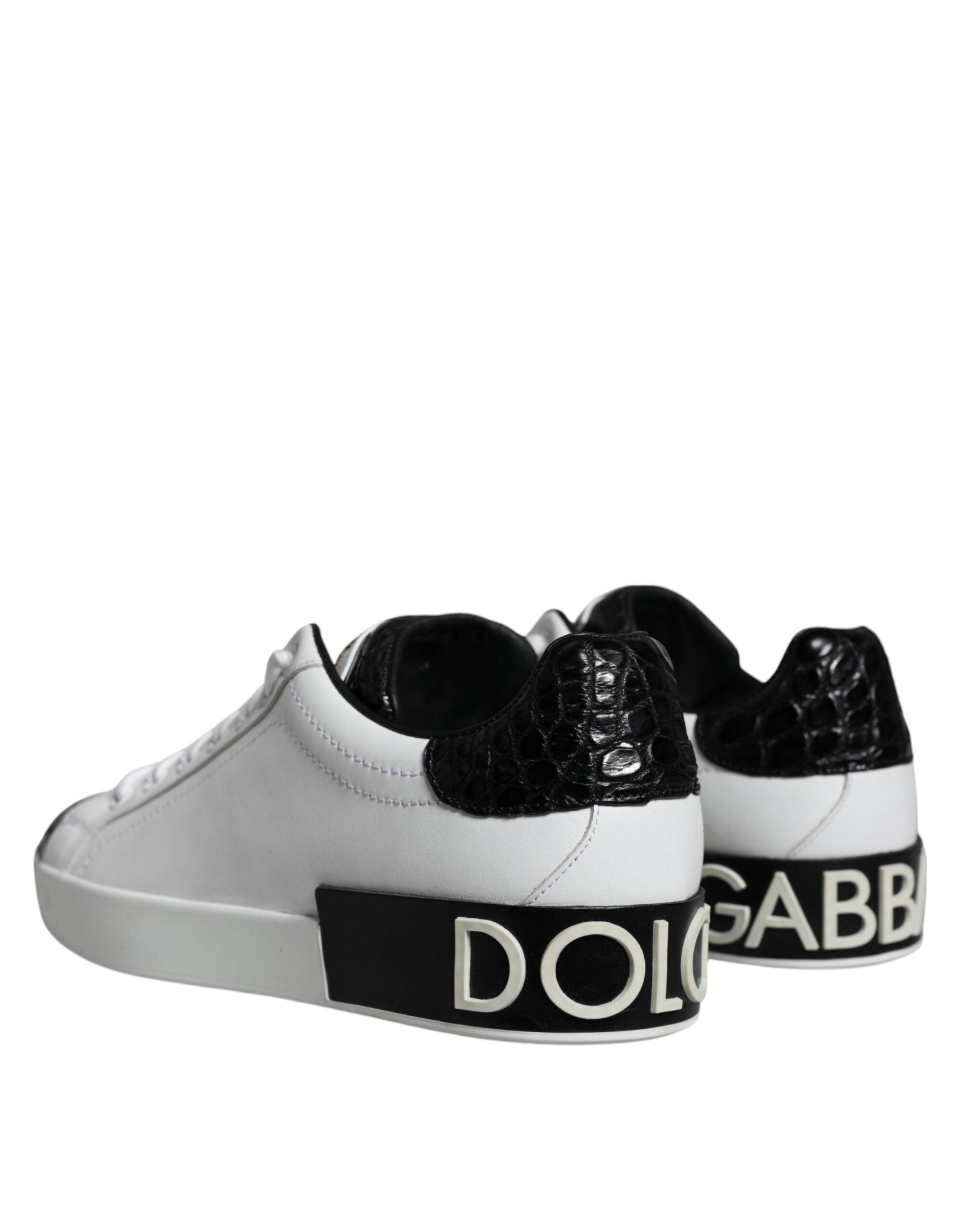 Dolce & Gabbana Black Leather Logo Portofino Sneaker Men's Shoes (Pre-Owned)