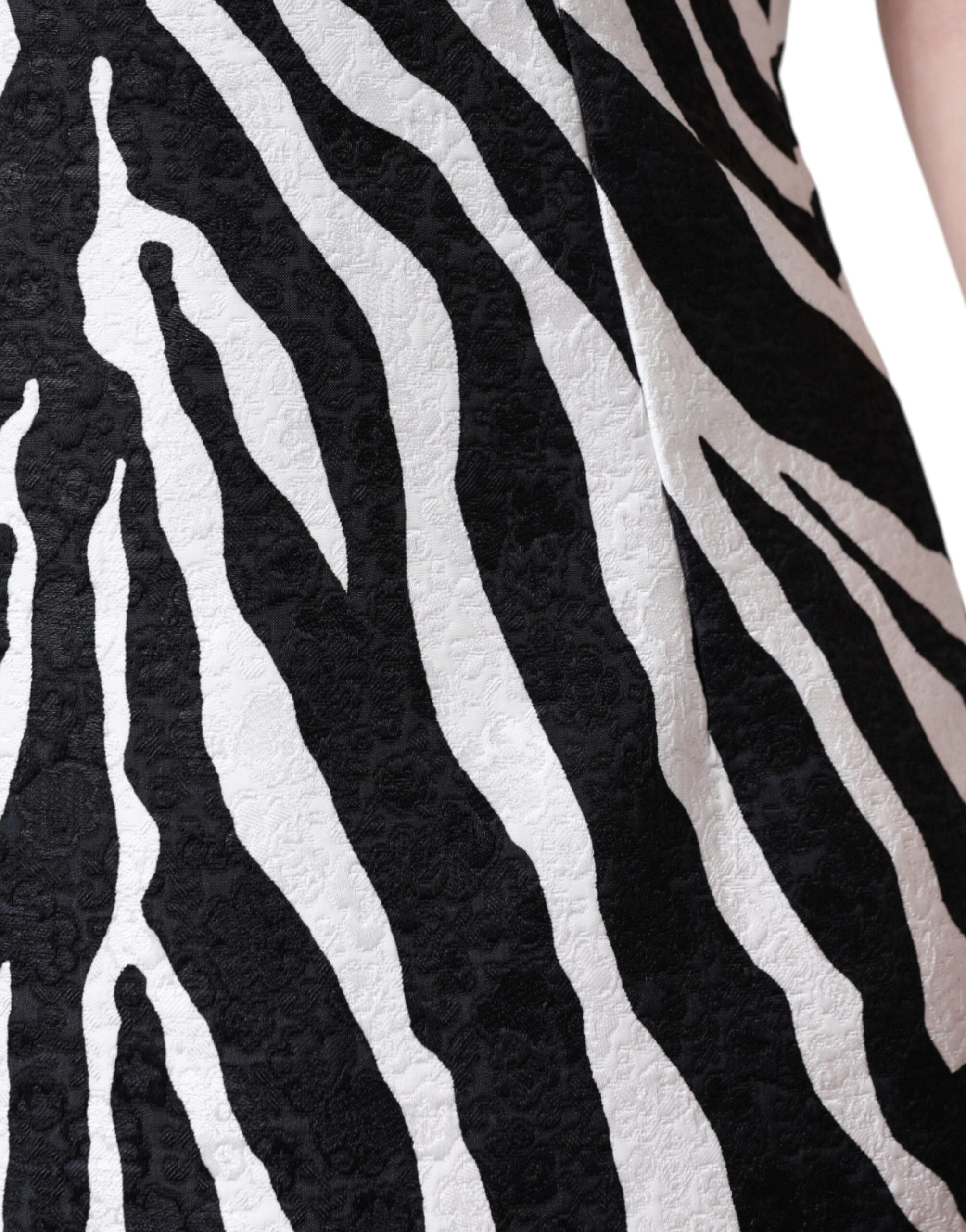 Dolce & Gabbana Black White Zebra A-line Sheath Mini Women's Dress