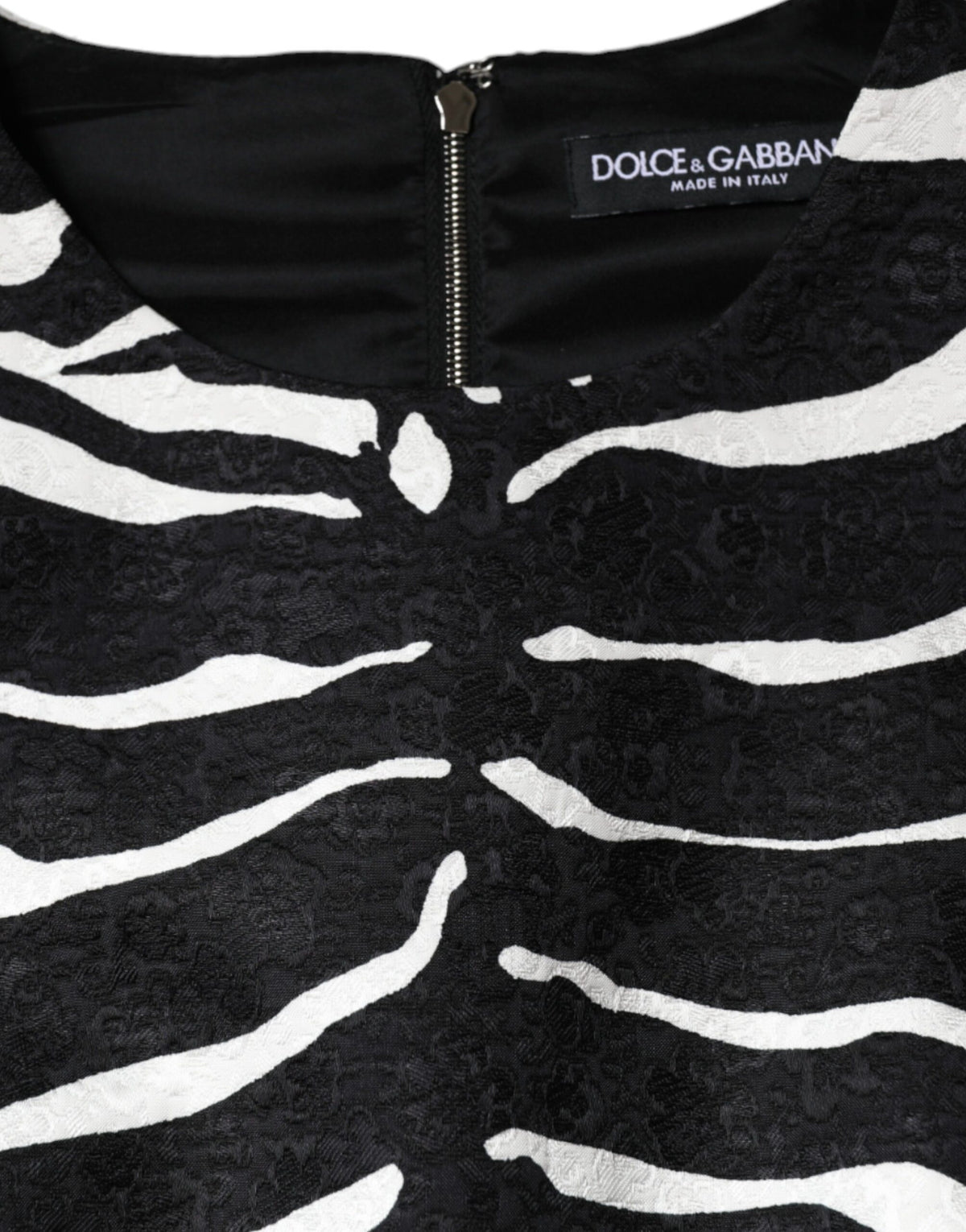 Dolce & Gabbana Black White Zebra A-line Sheath Mini Women's Dress