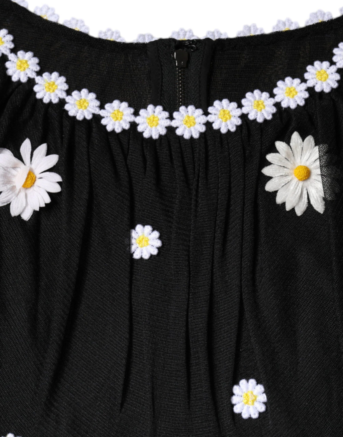 Dolce & Gabbana Black Silk Daisy A-line Long Maxi Women's Dress