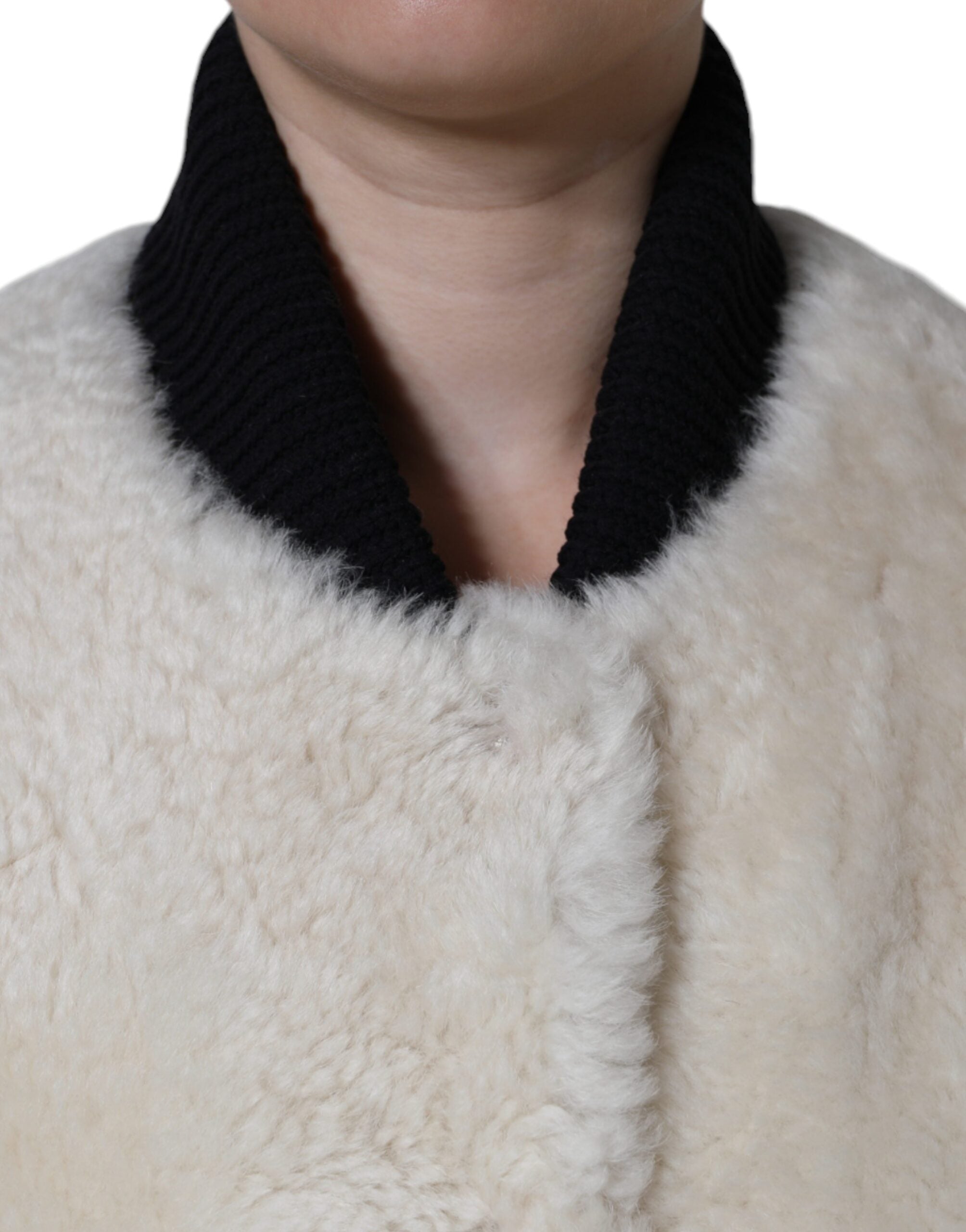 Burberry White WARRENFORD Shearling Leather Vest Coat Women's Jacket