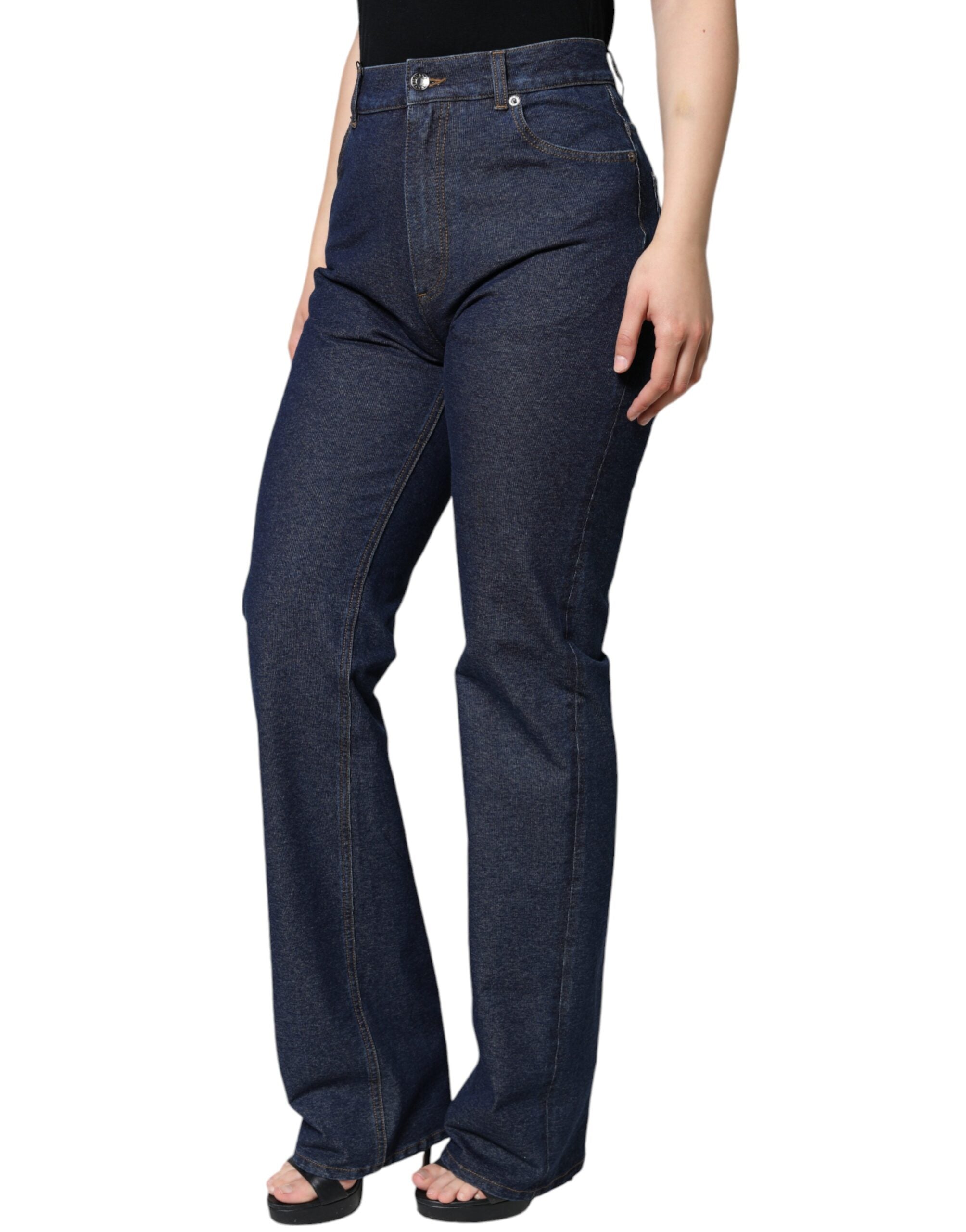 Dolce & Gabbana Dark Blue Cotton Stretch Straight Denim Women's Jeans