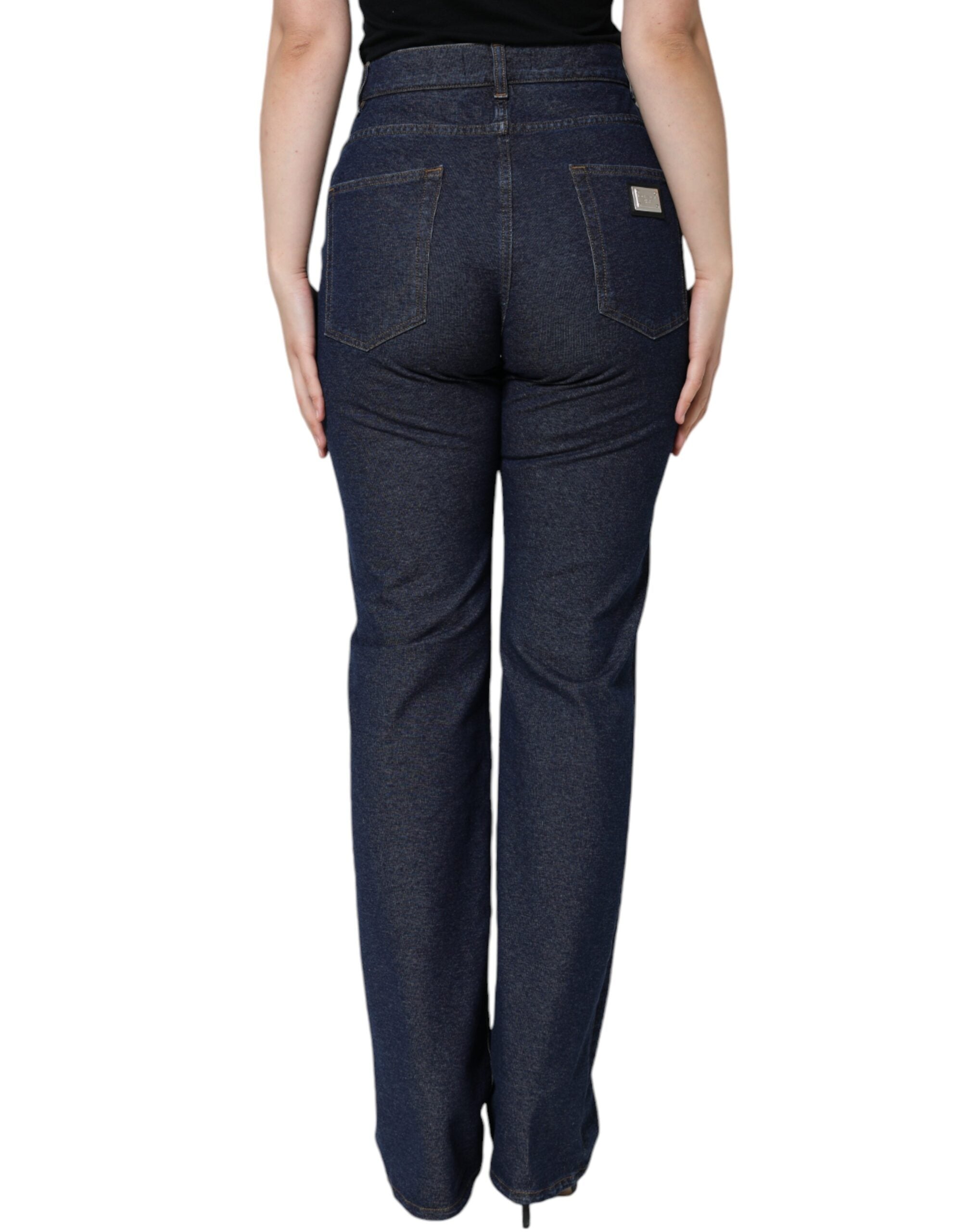 Dolce & Gabbana Dark Blue Cotton Stretch Straight Denim Women's Jeans