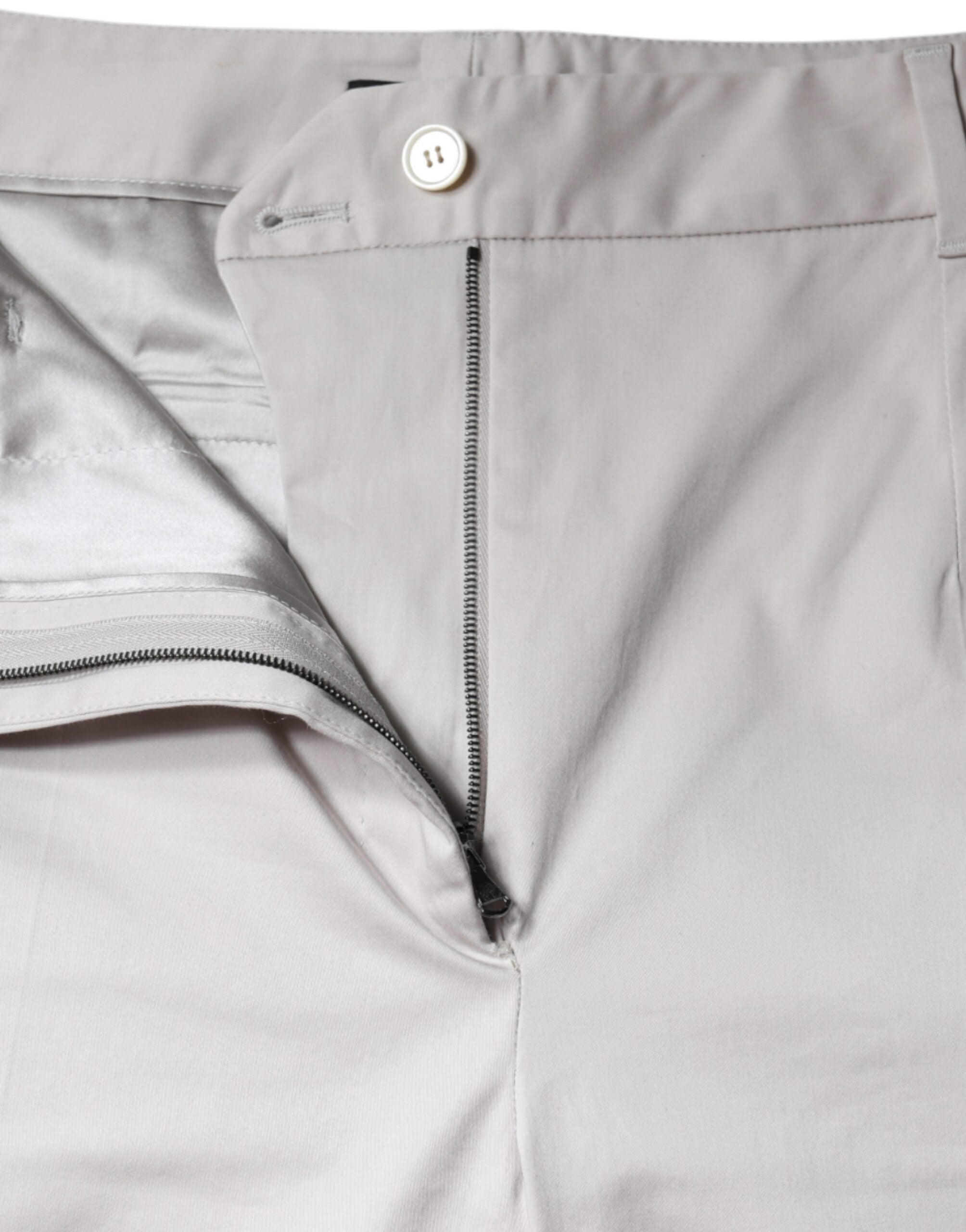 Dolce & Gabbana White Cotton Mid Waist Cropped Skinny Women's Pants