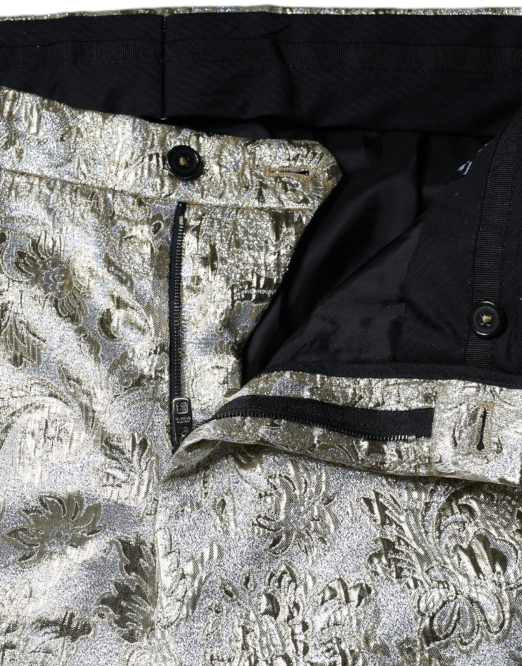 Dolce & Gabbana Gold Floral Jacquard Men Dress Men's Pants