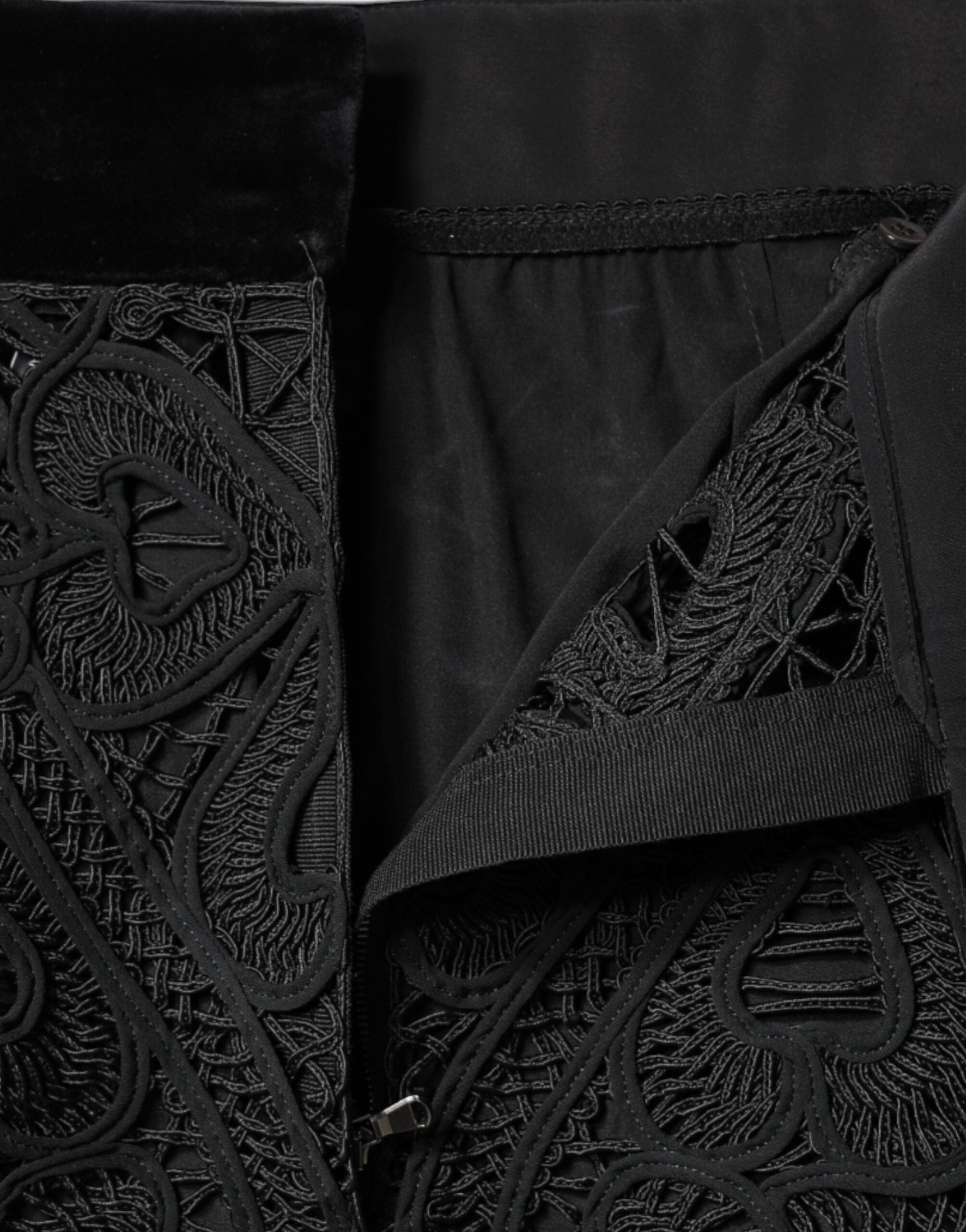 Dolce & Gabbana Black Floral Lace HighWaist Pencil Cut Women's Skirt