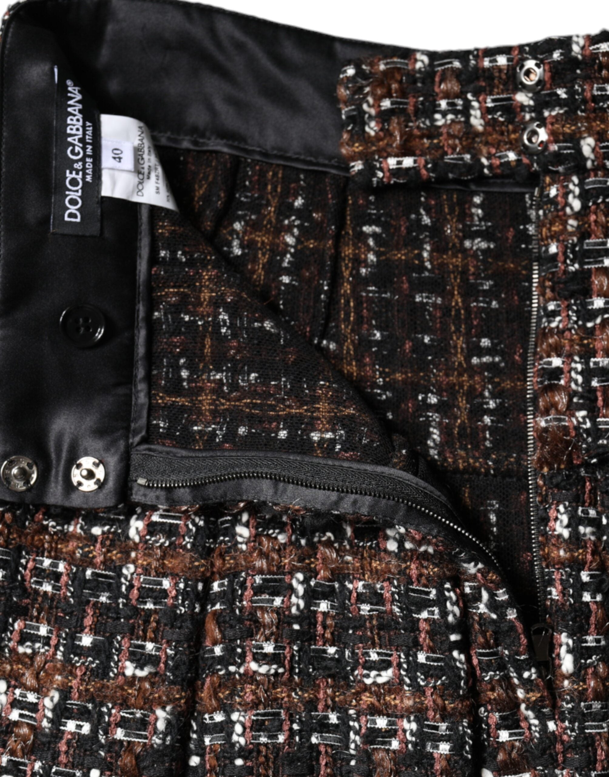 Dolce & Gabbana Multicolor High Waist Tartan Tweed A-line Mini Women's Skirt