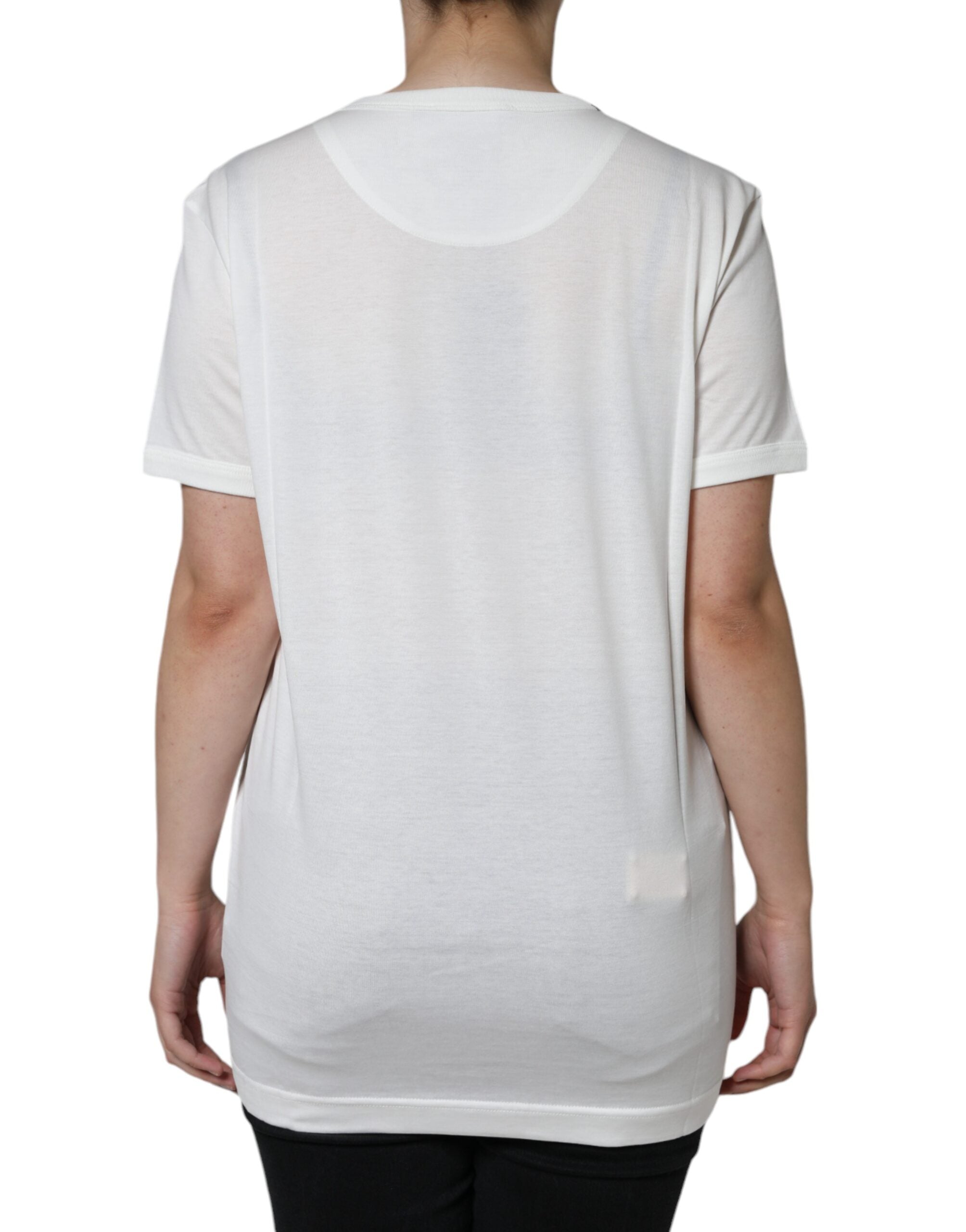 Dolce & Gabbana White Cotton Crew Neck Short Sleeve Women's T-shirt