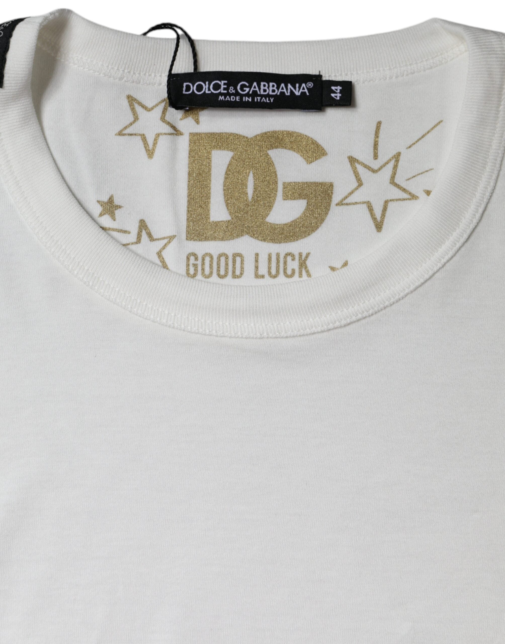 Dolce & Gabbana White Cotton Crew Neck Short Sleeve Women's T-shirt