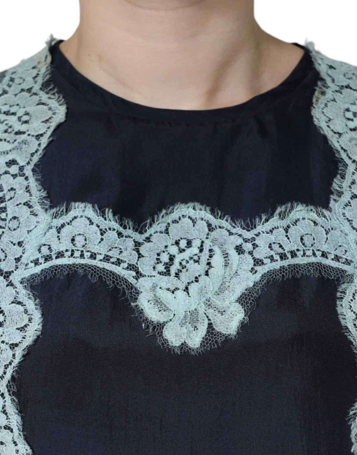 Dolce & Gabbana Blue Floral Lace Silk Sleeveless Tank Women's Top (Pre-Owned)