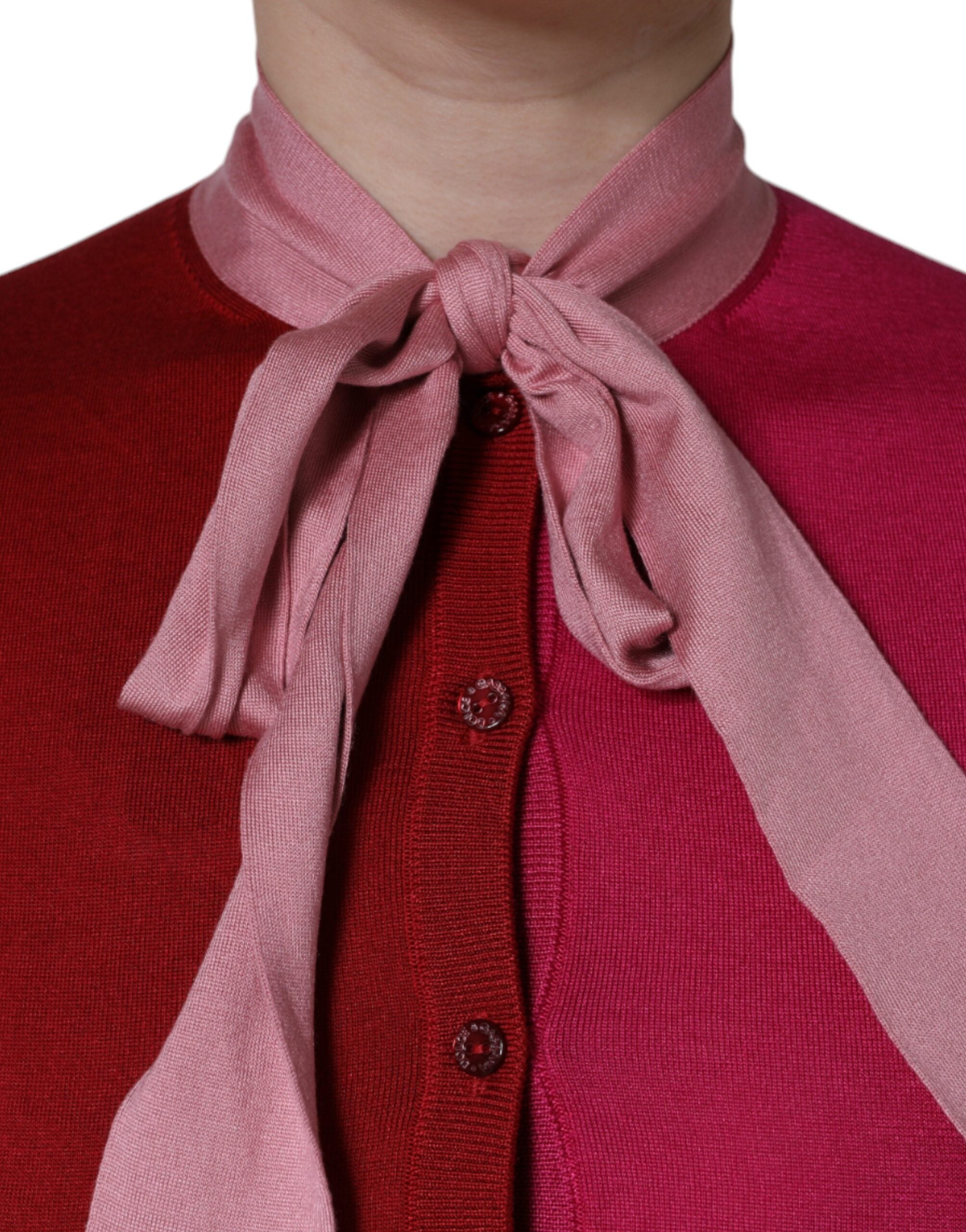 Dolce & Gabbana Pink Short Sleeves Pullover Ascot Collar Women's Top (Pre-Owned)