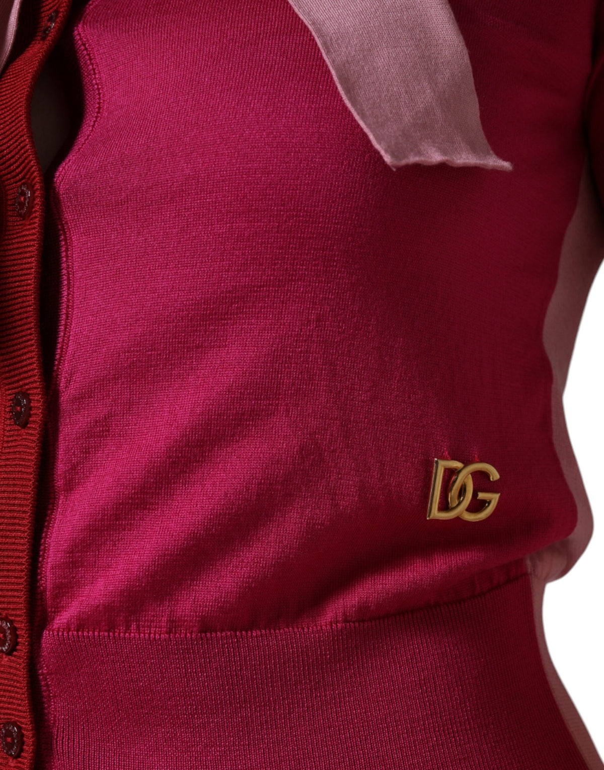 Dolce & Gabbana Pink Short Sleeves Pullover Ascot Collar Women's Top (Pre-Owned)