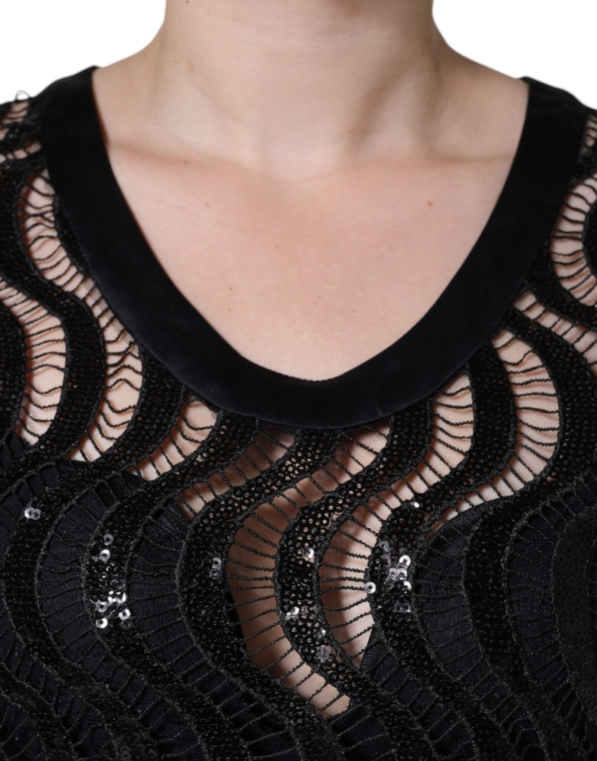 Dolce & Gabbana Black Sequin Sleeveless Tank Blouse Women's Top