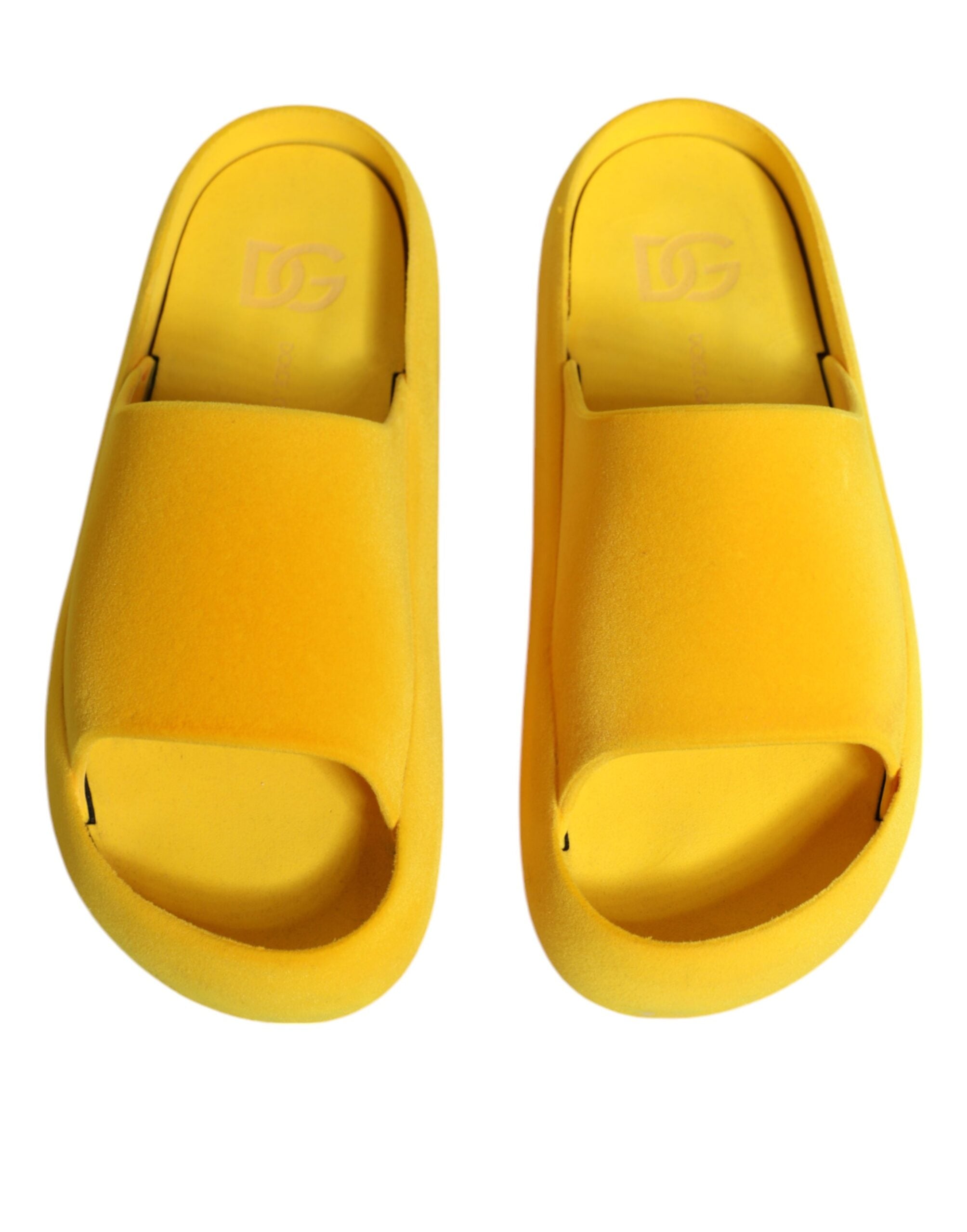 Dolce & Gabbana Yellow Rubber Slides Sandals Beachwear Women's Shoes (Pre-Owned)
