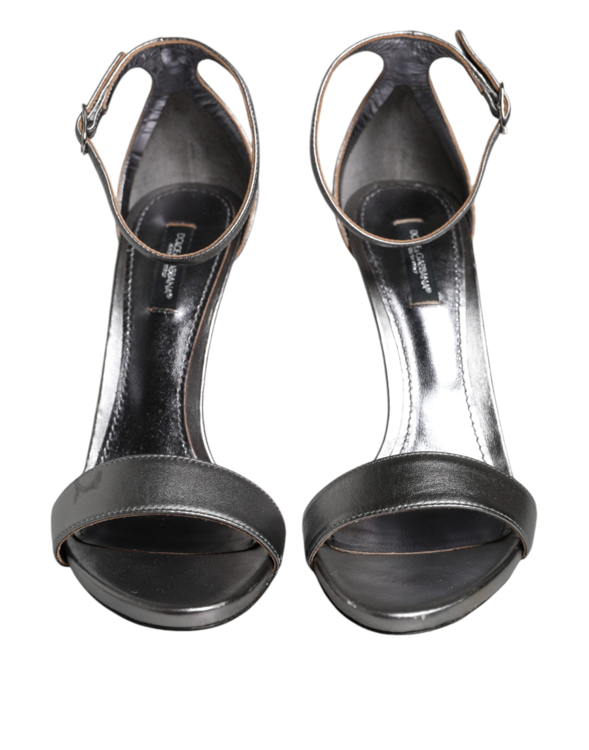 Dolce & Gabbana Silver KEIRA Heels Ankle Strap Sandals Women's Shoes (Pre-Owned)