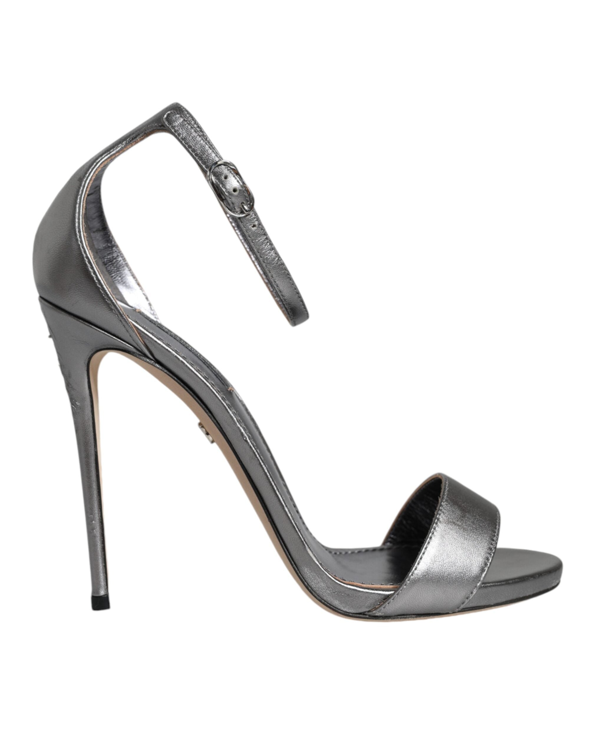 Dolce & Gabbana Silver KEIRA Heels Ankle Strap Sandals Women's Shoes (Pre-Owned)