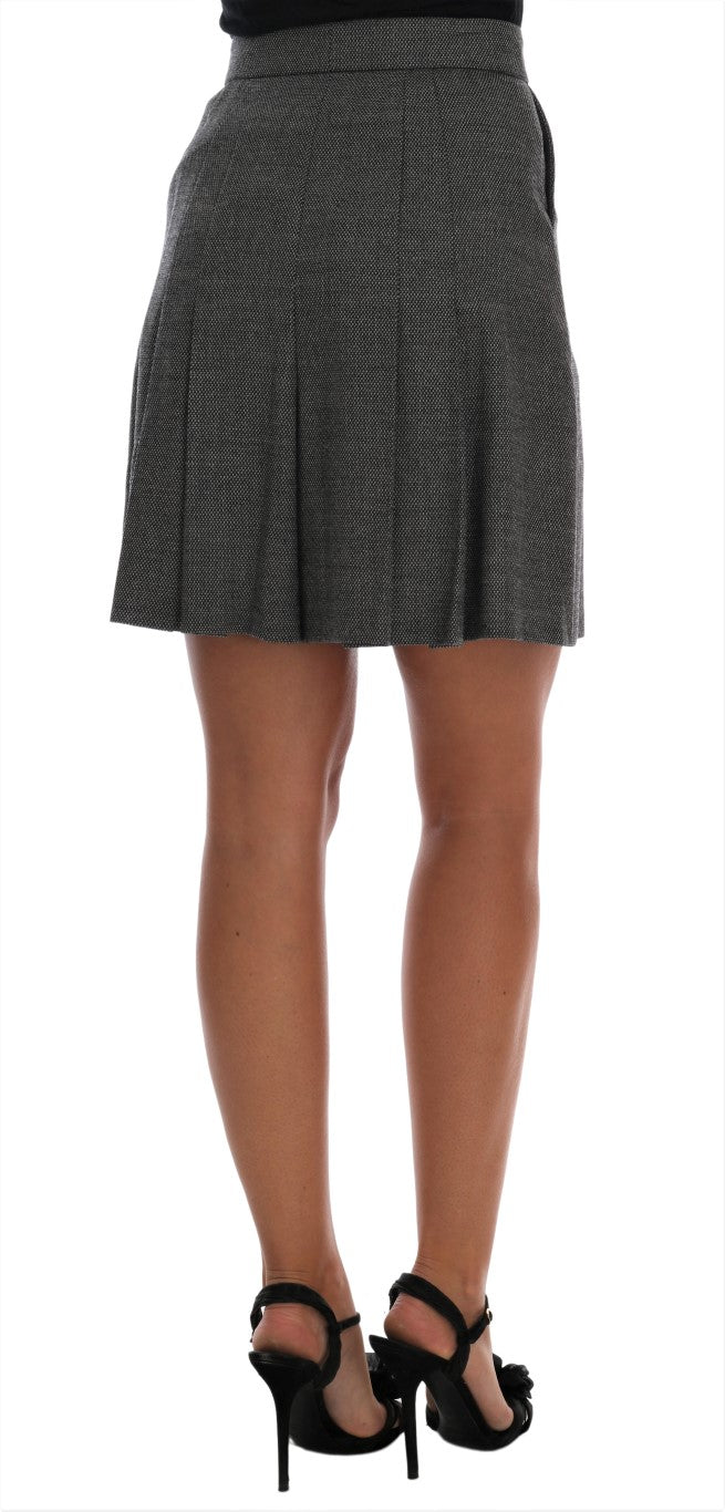 Dolce & Gabbana Gray Wool High Waist Mini Women's Shorts