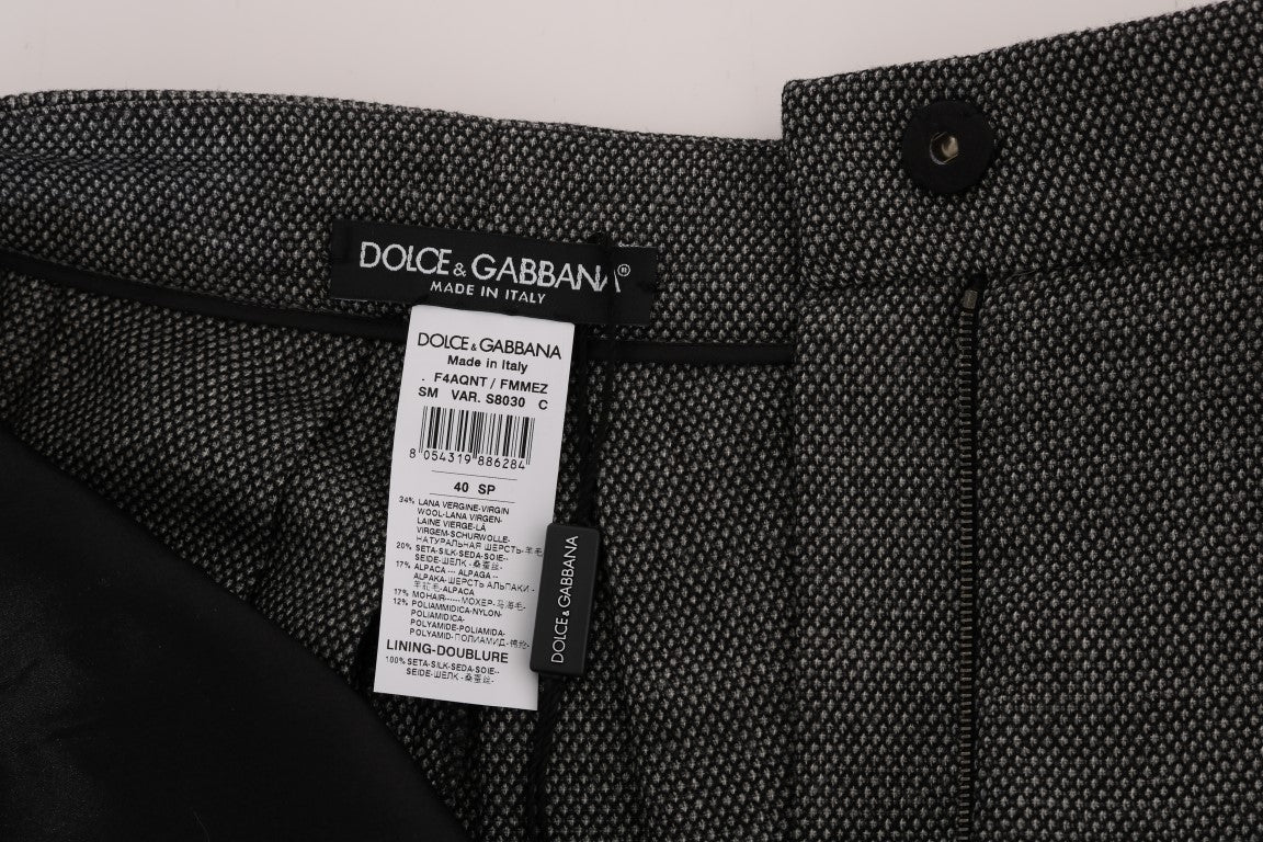 Dolce & Gabbana Gray Wool High Waist Mini Women's Shorts