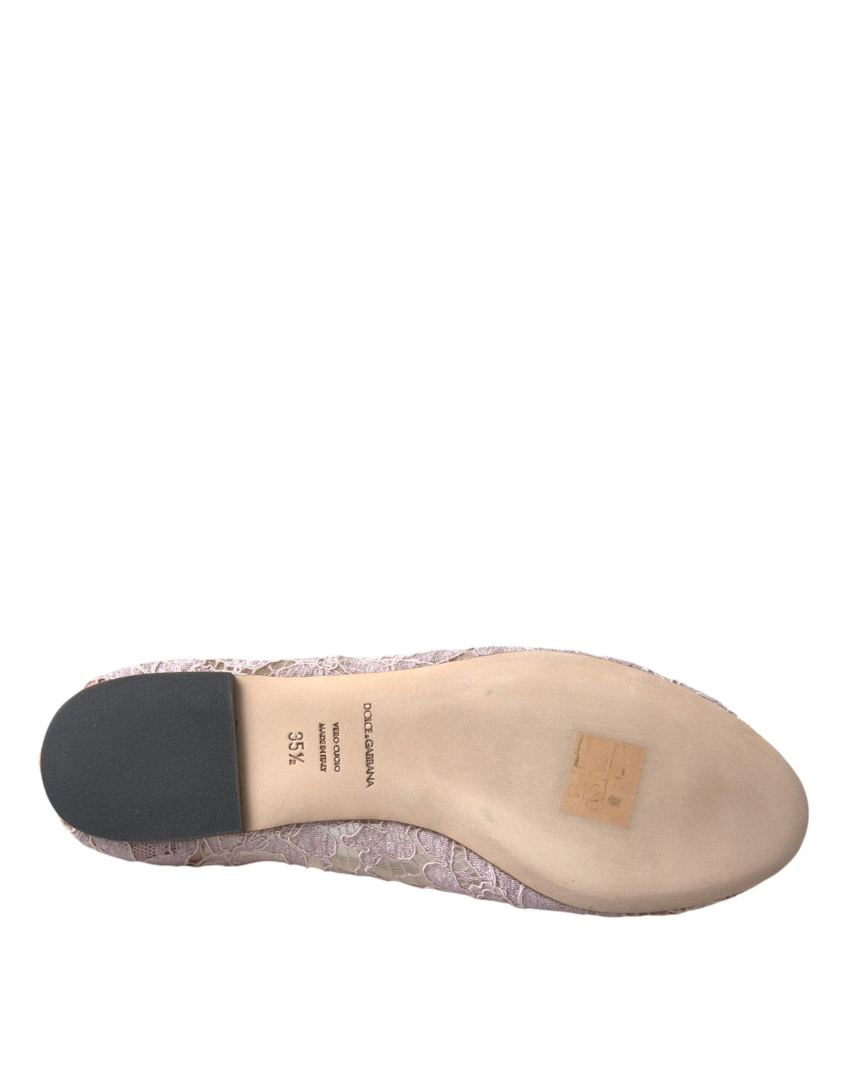 Dolce & Gabbana Pink Lace Crystal Ballet Flats Loafers Women's Shoes