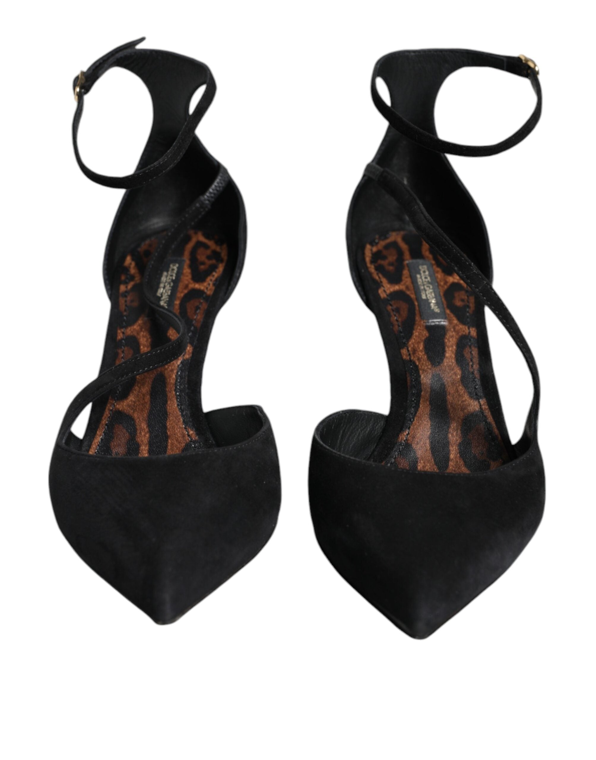 Dolce & Gabbana Black Suede Ankle Strap Heels Pumps Women's Shoes (Pre-Owned)