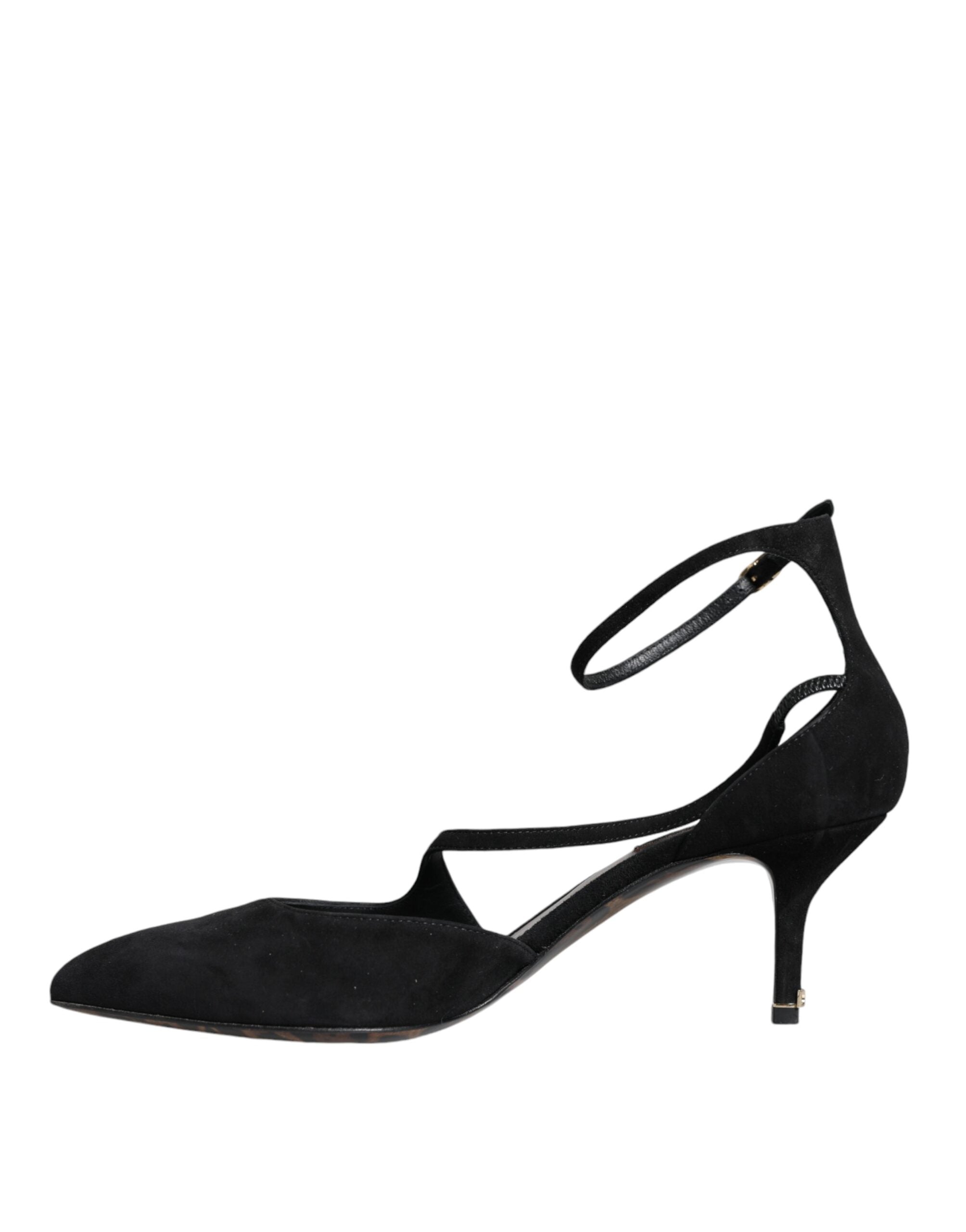 Dolce & Gabbana Black Suede Ankle Strap Heels Pumps Women's Shoes (Pre-Owned)