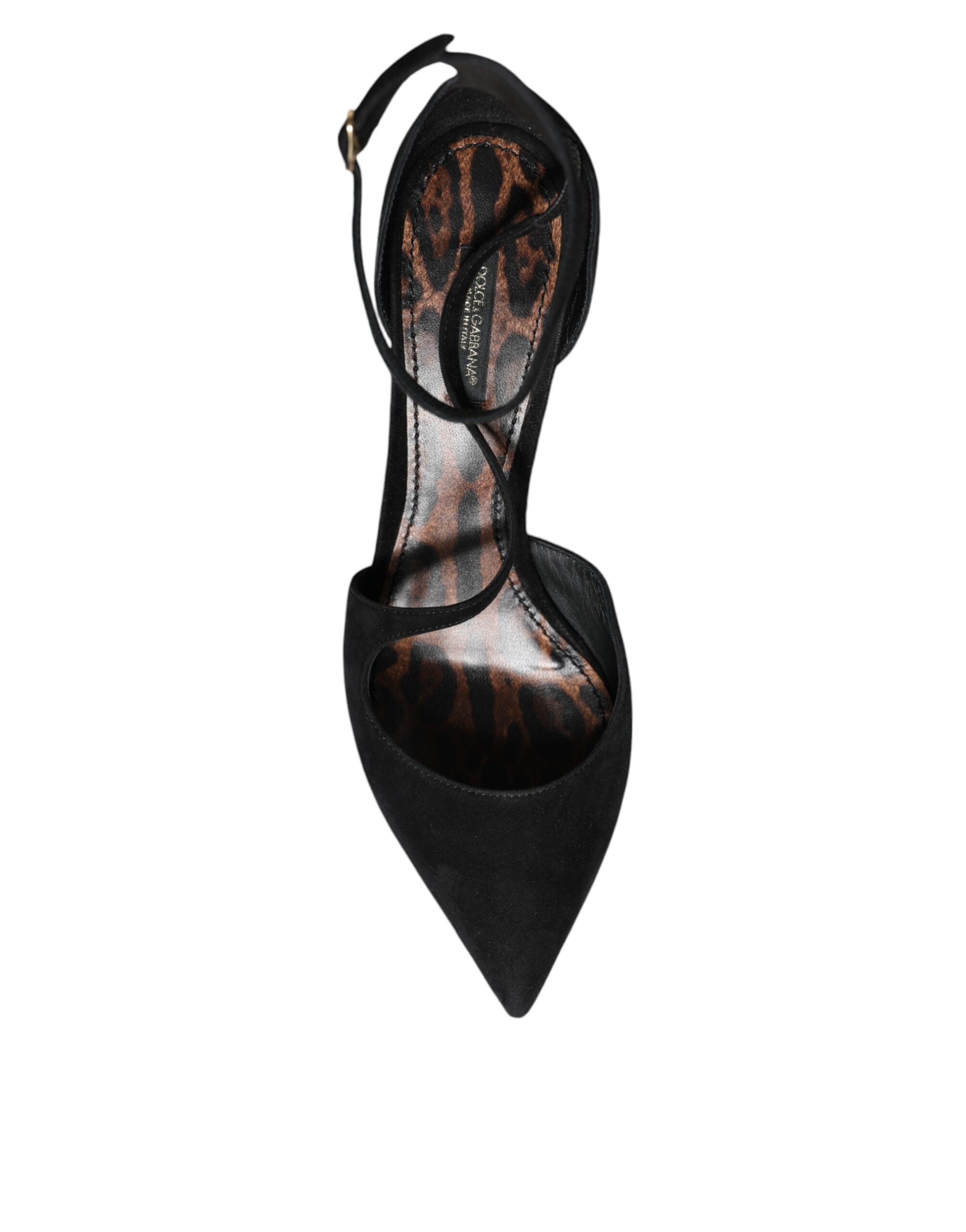 Dolce & Gabbana Black Suede Ankle Strap Heels Pumps Women's Shoes (Pre-Owned)