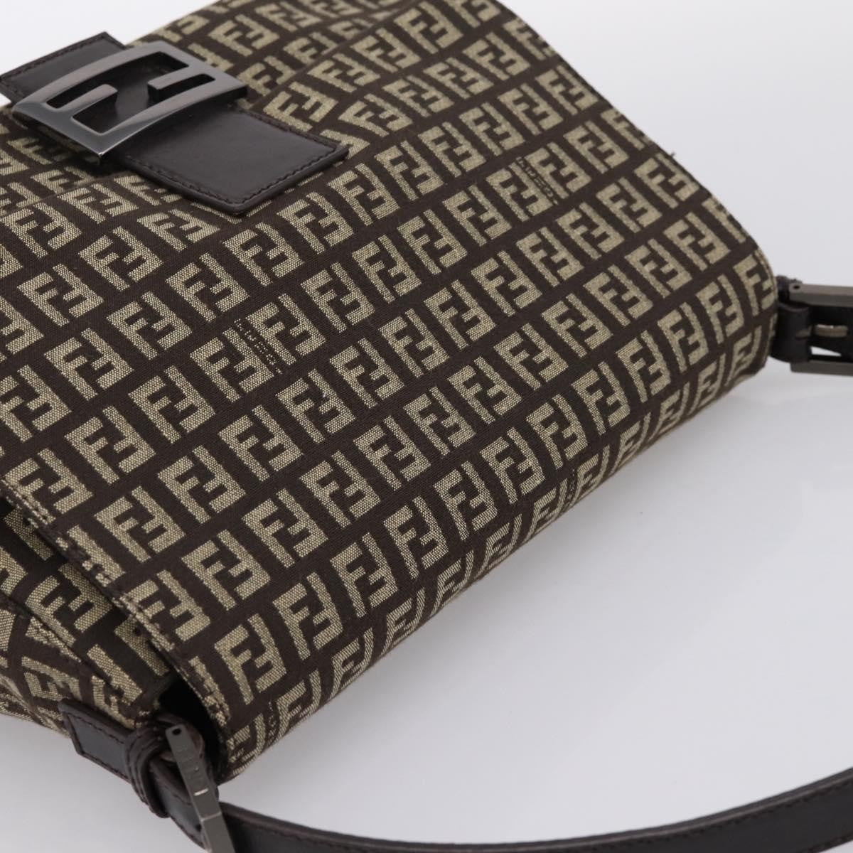 Fendi Mamma Baguette Zucchino Canvas Brown Canvas Shoulder Bag Bag (Pre-Owned)