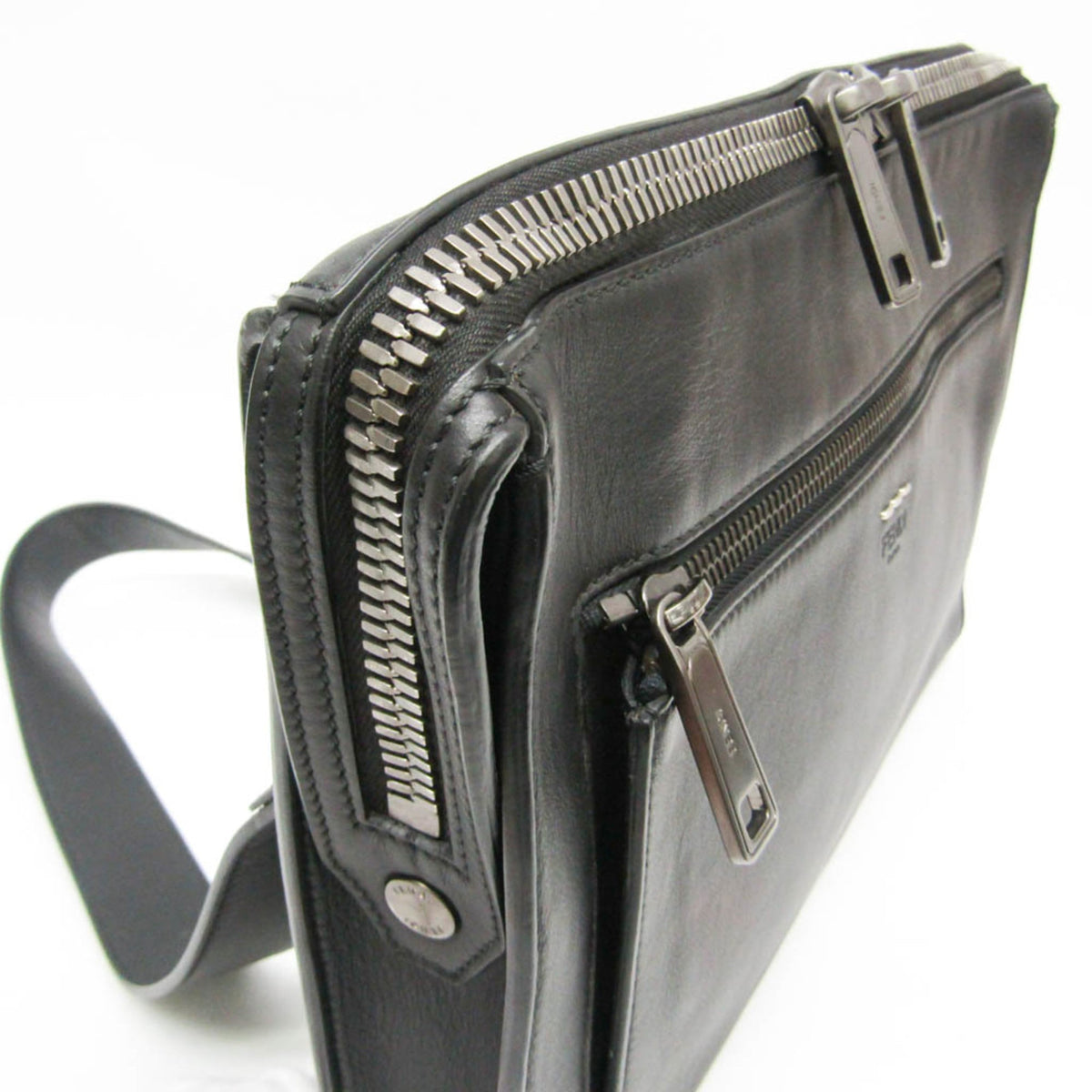 Fendi Convertible Document Holder Leather Black Leather Briefcase Bag (Pre-Owned)