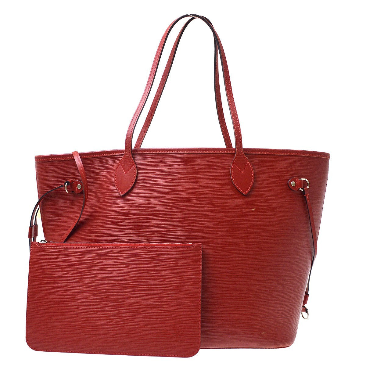 Louis Vuitton Neverfull Tote Epi Leather Red Leather Tote Bag Bag (Pre-Owned)