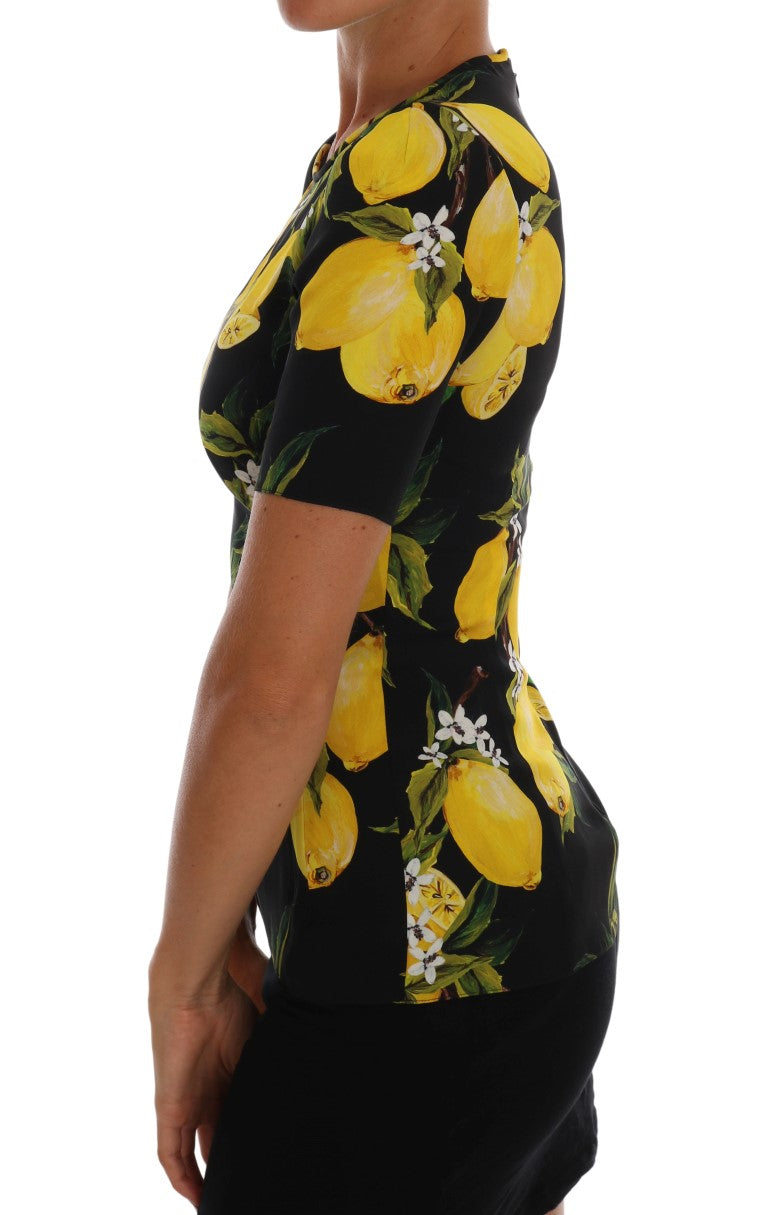 Dolce & Gabbana Multicolor Lemon Silk Stretch Women's T-Shirt