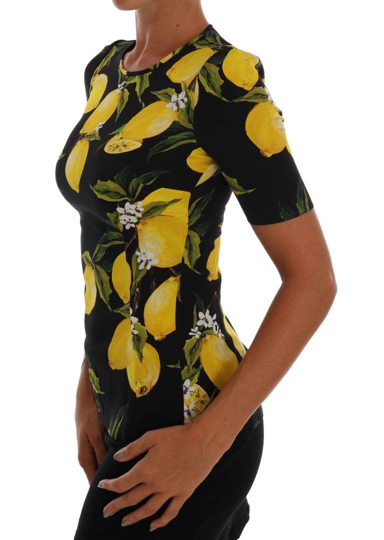 Dolce & Gabbana Multicolor Lemon Silk Stretch Women's T-Shirt