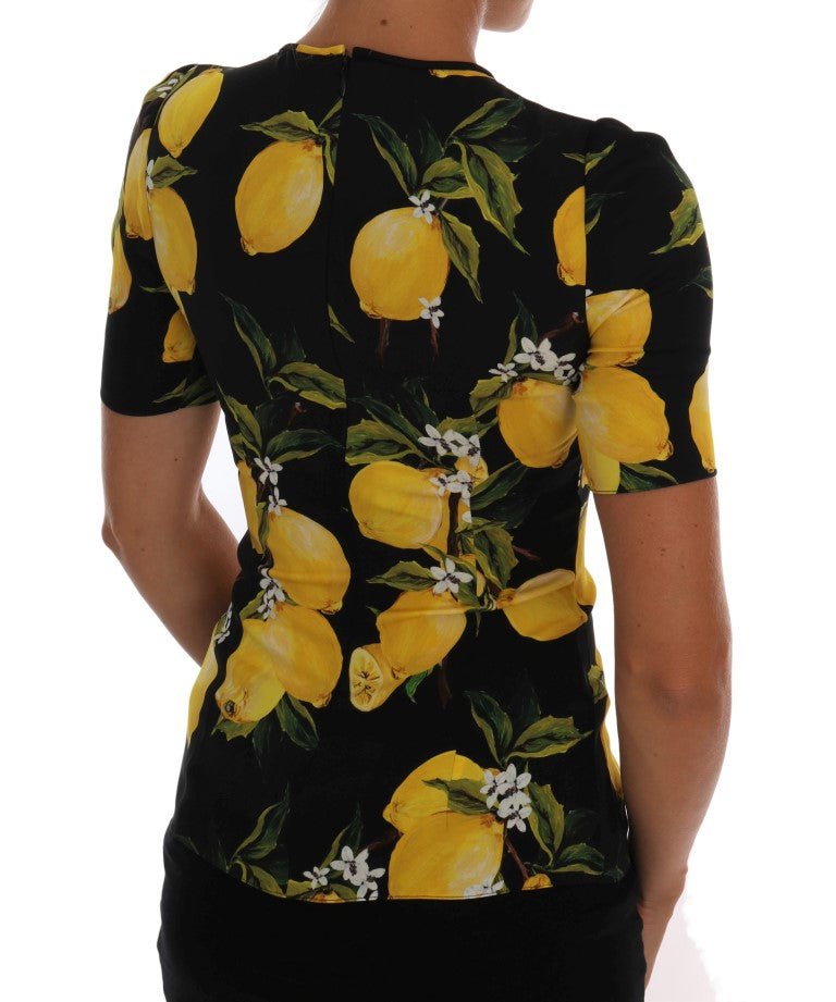 Dolce & Gabbana Multicolor Lemon Silk Stretch Women's T-Shirt
