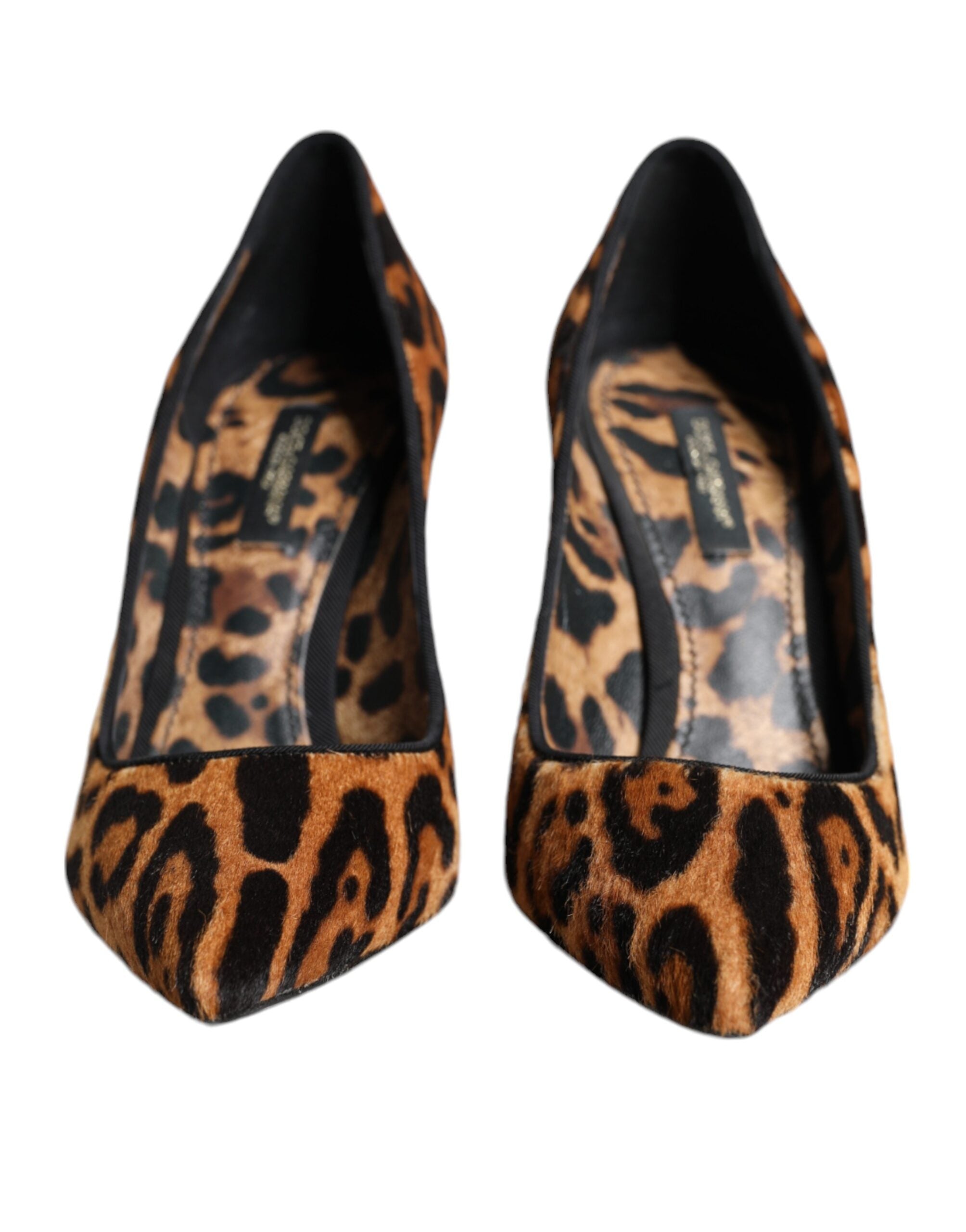 Dolce & Gabbana Brown Leopard Calf Hair Heels Pumps Women's Shoes
