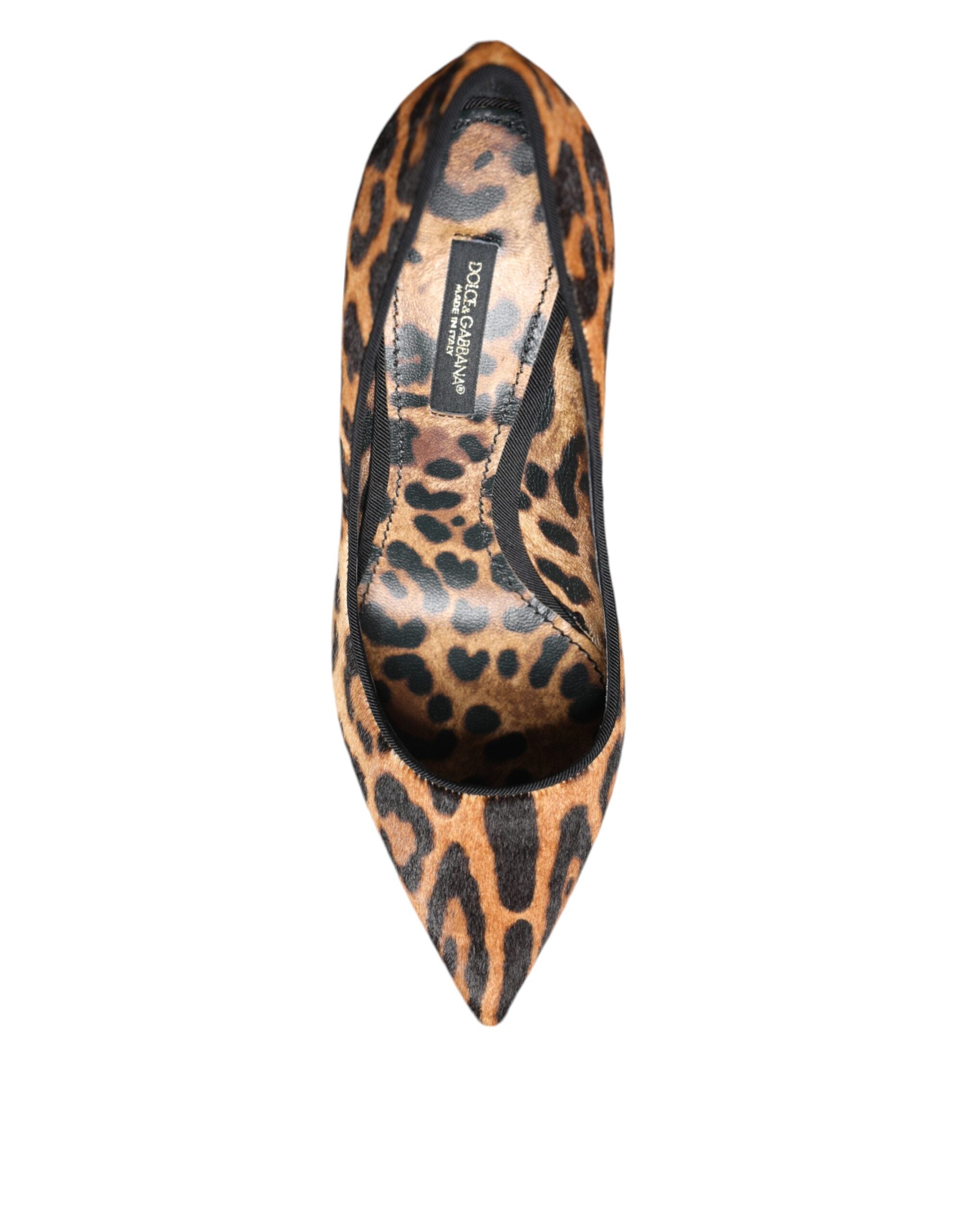 Dolce & Gabbana Brown Leopard Calf Hair Heels Pumps Women's Shoes