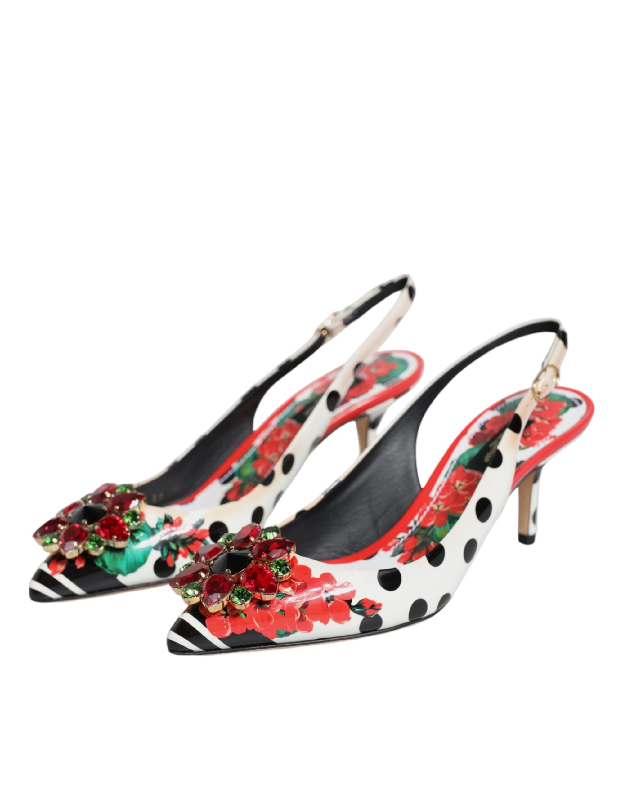 Dolce & Gabbana Multicolor Crystal Heels Slingback Women's Shoes (Pre-Owned)